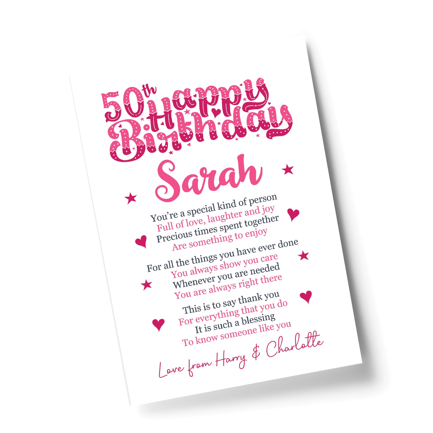 PERSONALISED 50th Birthday Gifts For Her Gift For Daughter A4