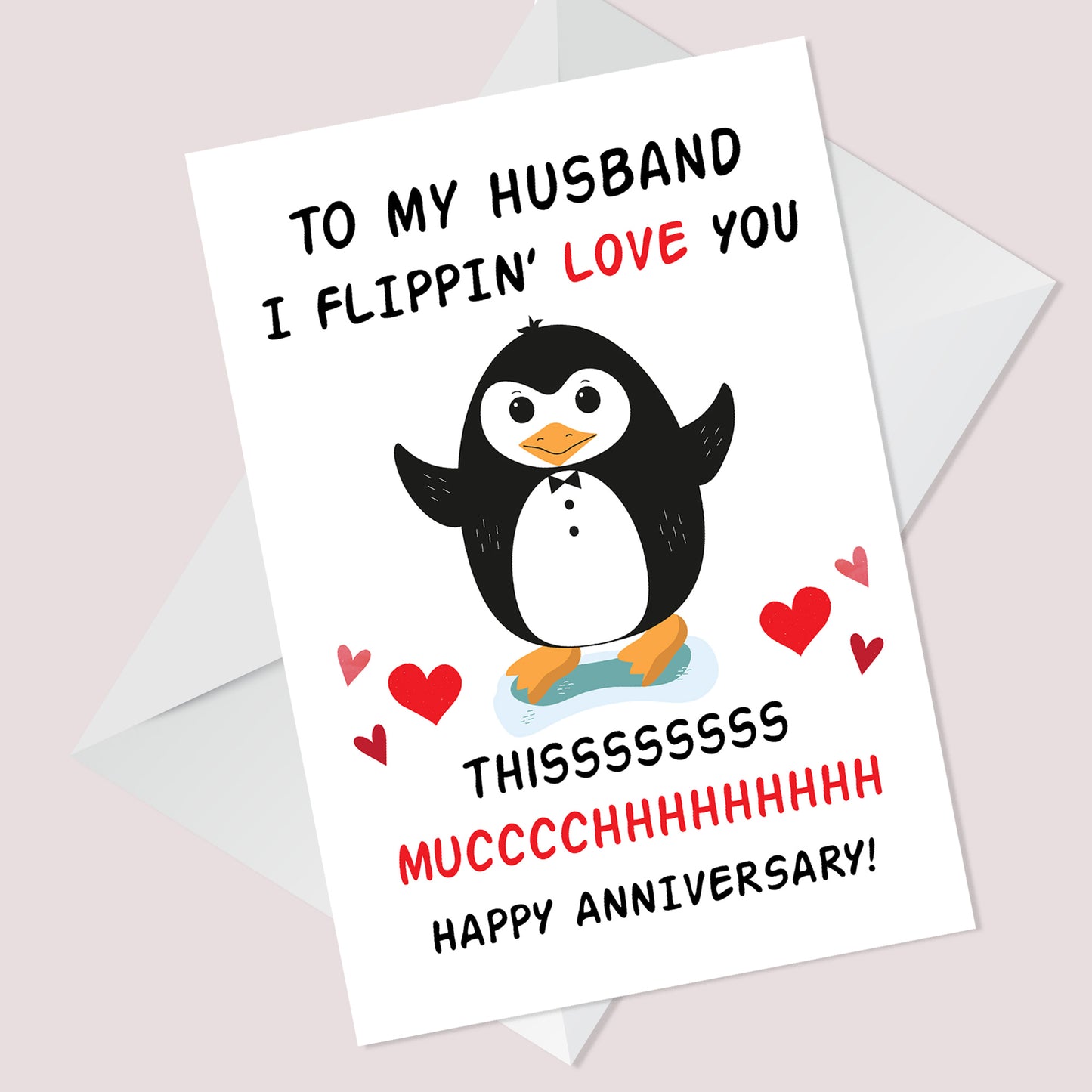 Funny Anniversary Card For Husband Flippin Love You Card Penguin