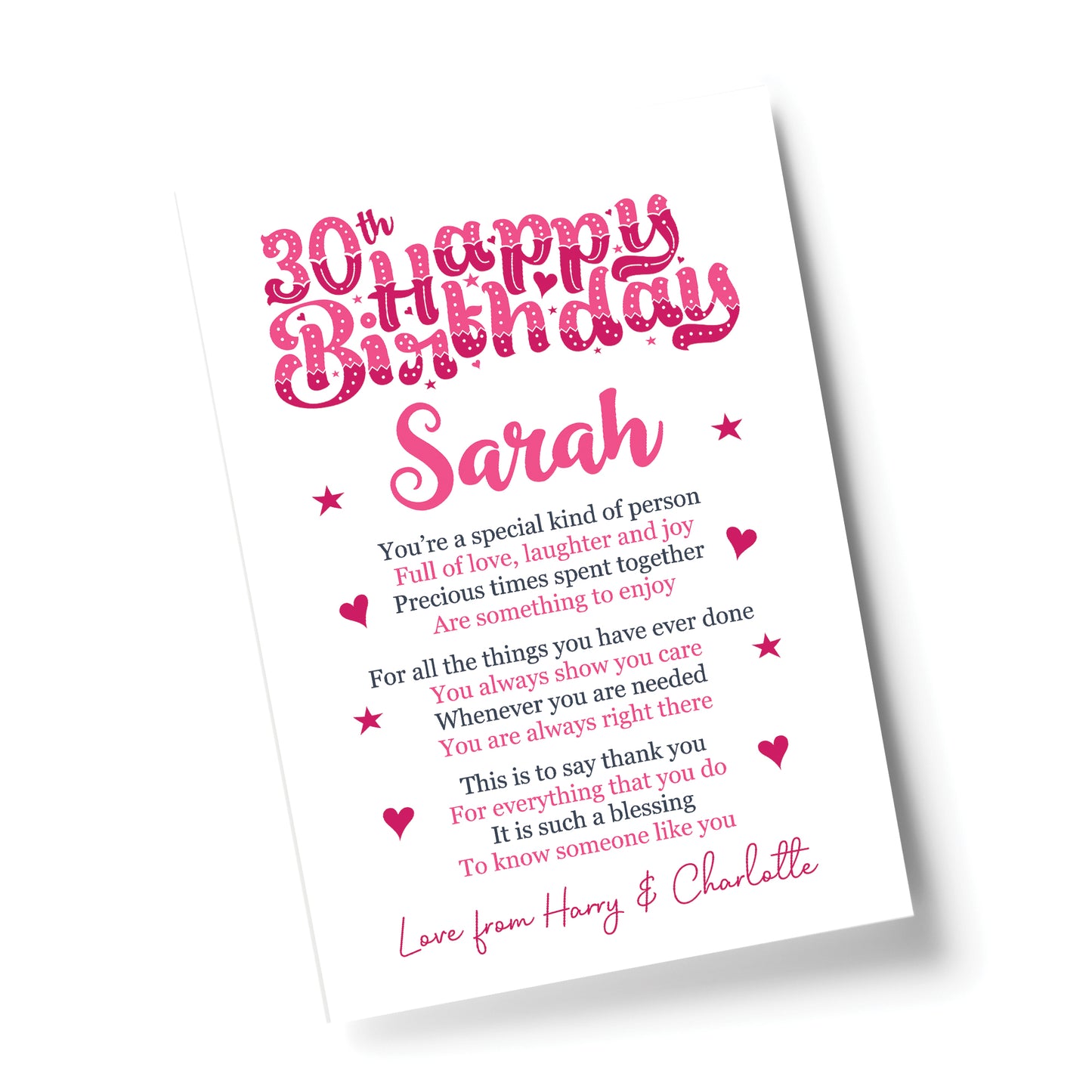 PERSONALISED 30th Birthday Gifts For Her Gift For Daughter A4