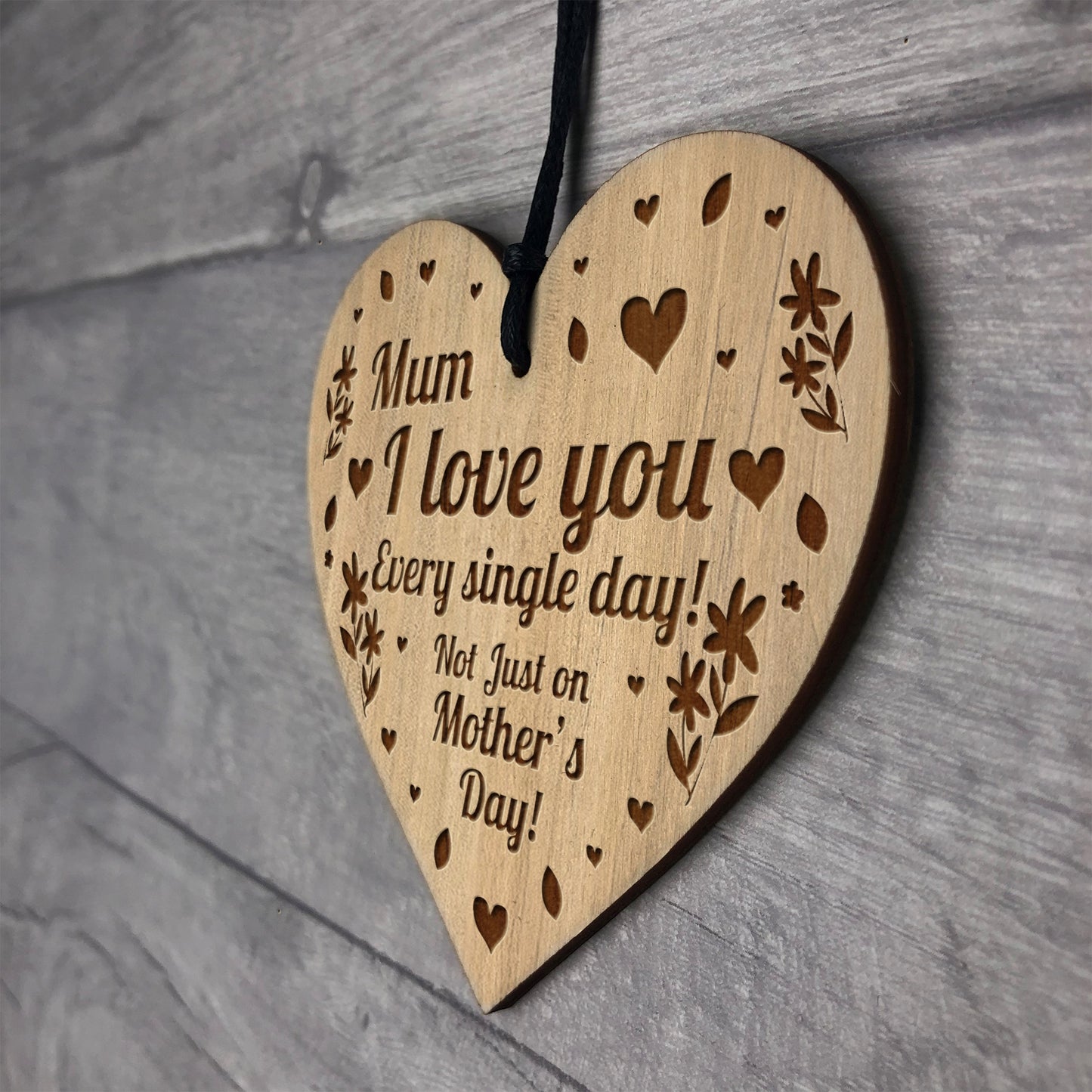 Special Mothers Day Gift Wood Heart Floral Gift For Mum