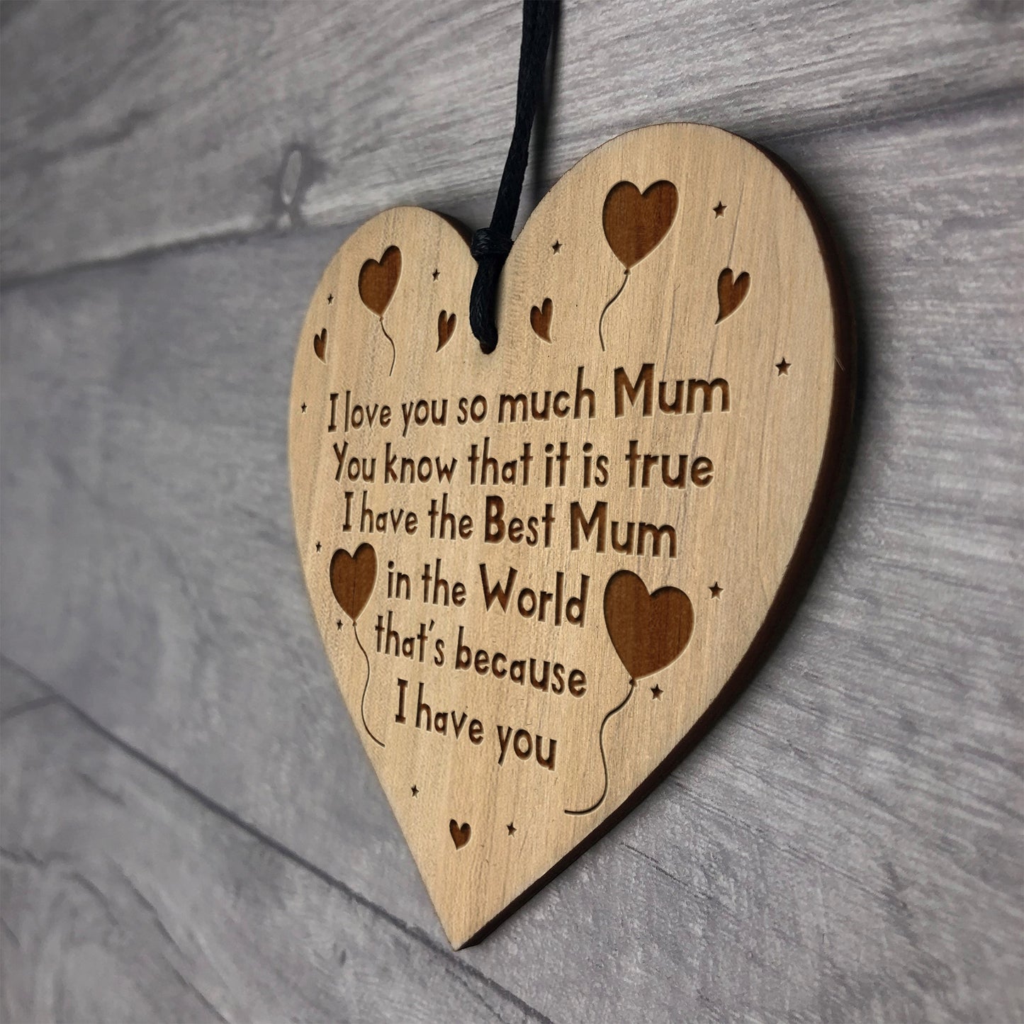 Mum Gifts For Birthday Engraved Wood Heart Gift For Mum