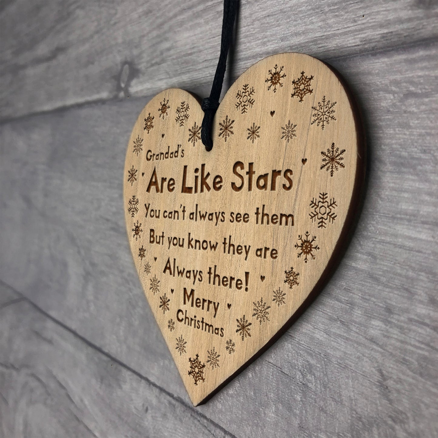Grandad Christmas Wooden Heart Gift For Grandfather Gift
