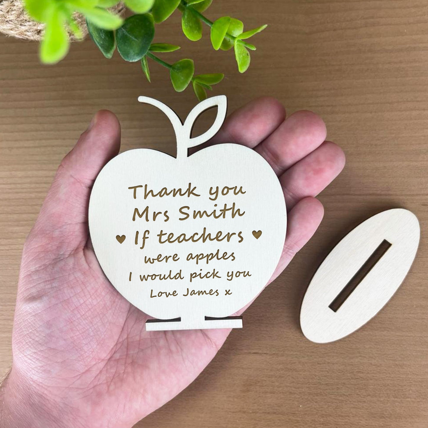 Personalised Teacher Gifts Wooden Engraved Apple Thank You Gifts