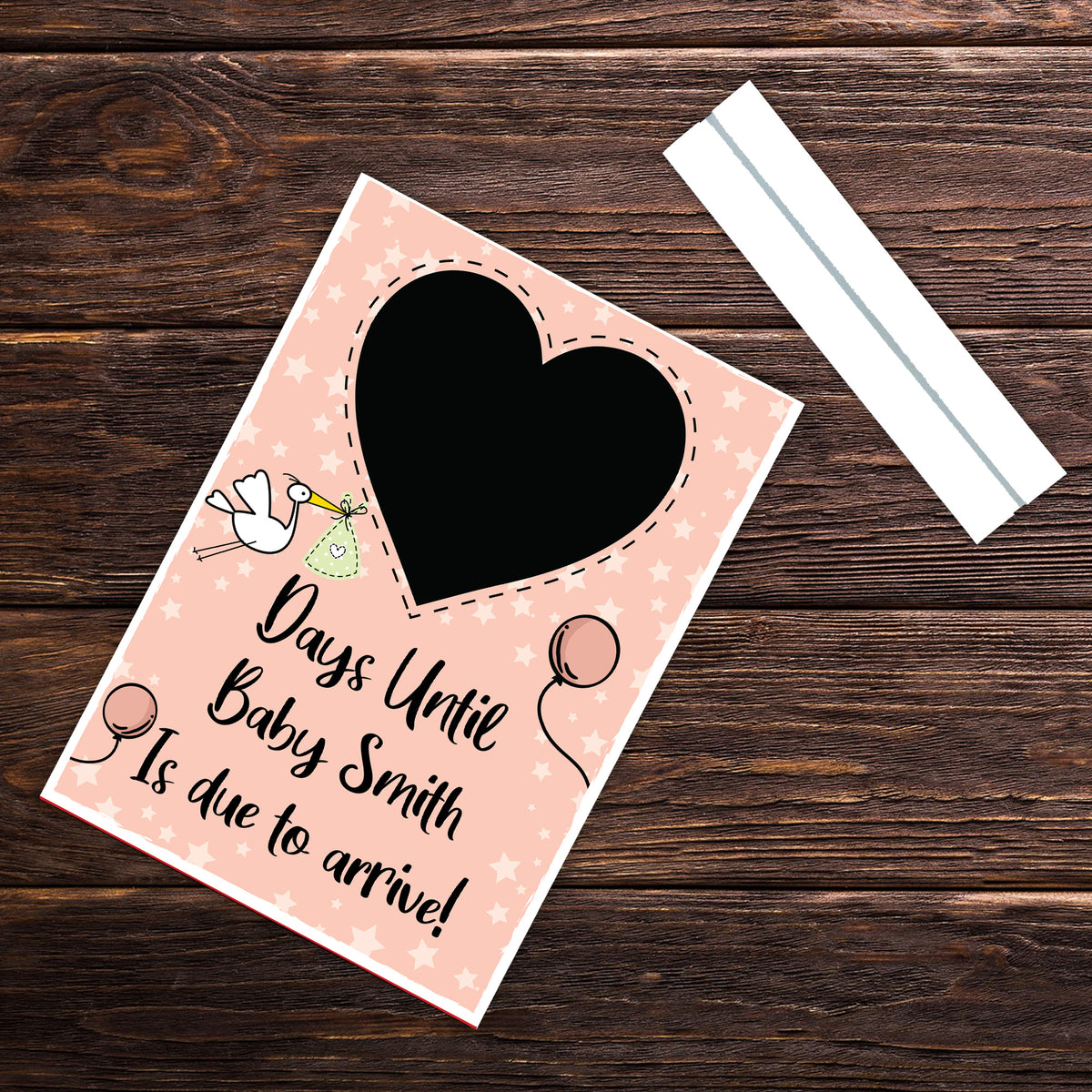 New Baby Countdown Plaque Chalkboard Sign Pregnancy Baby Pink