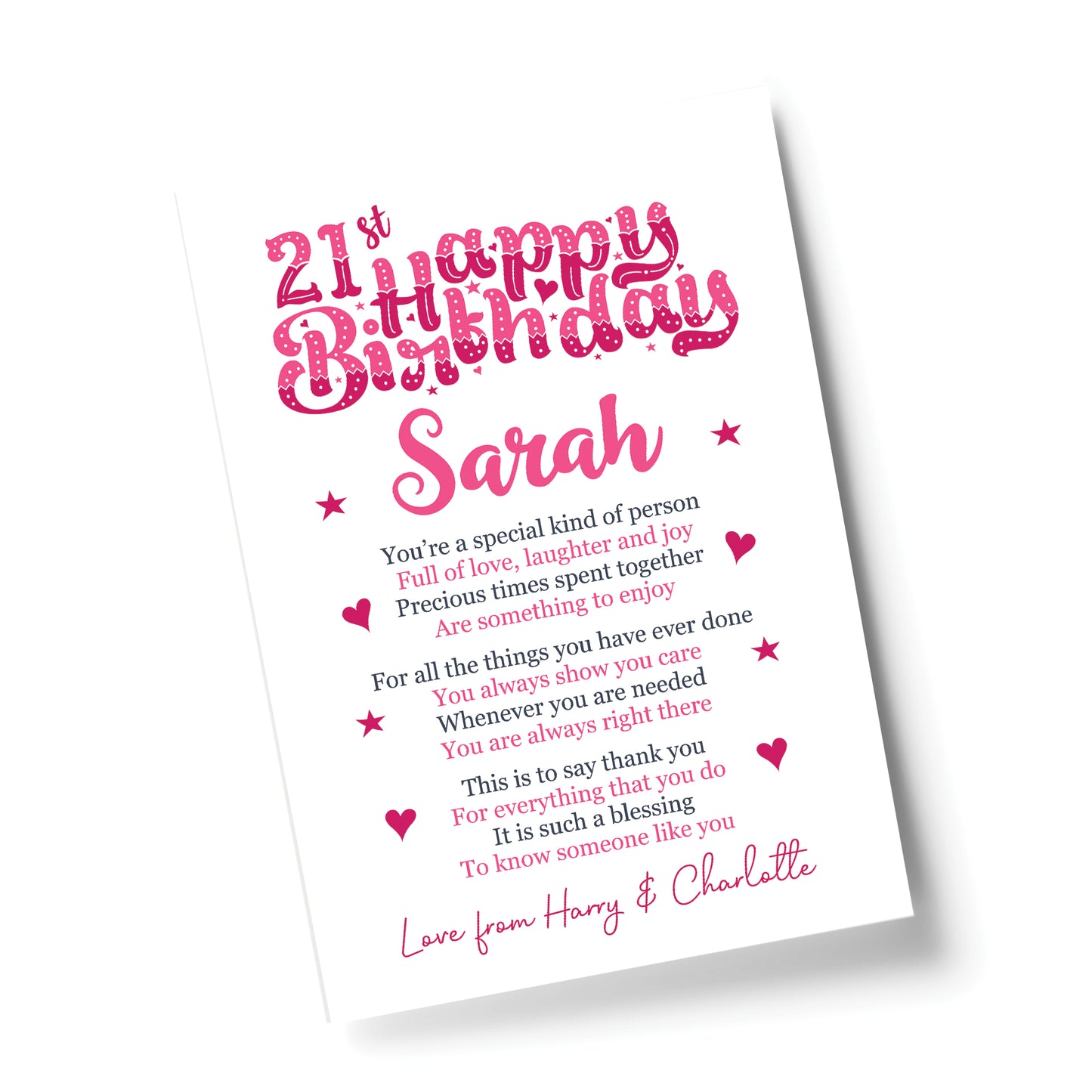 PERSONALISED 21st Birthday Gift For Her Gift For Daughter A4