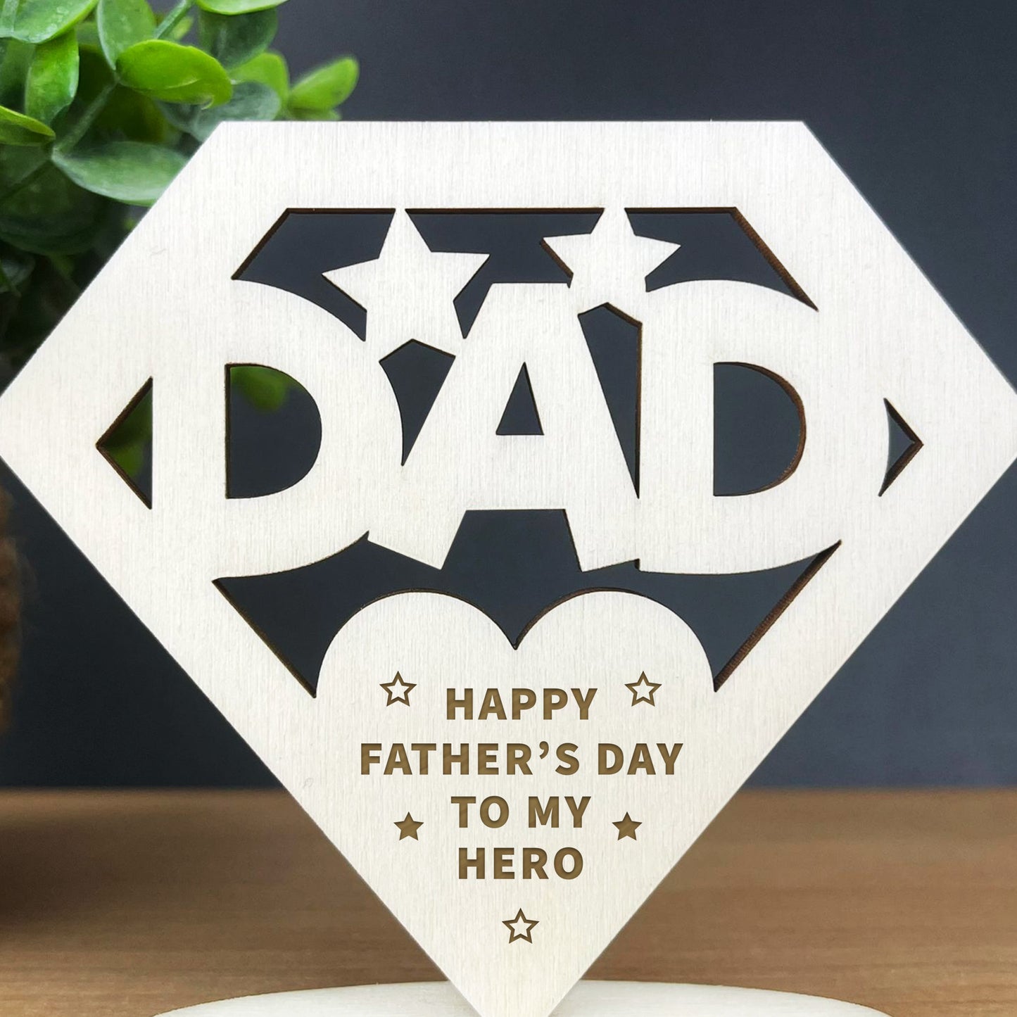 Happy Fathers Day Engraved Wood Gift For Dad From Son Daughter