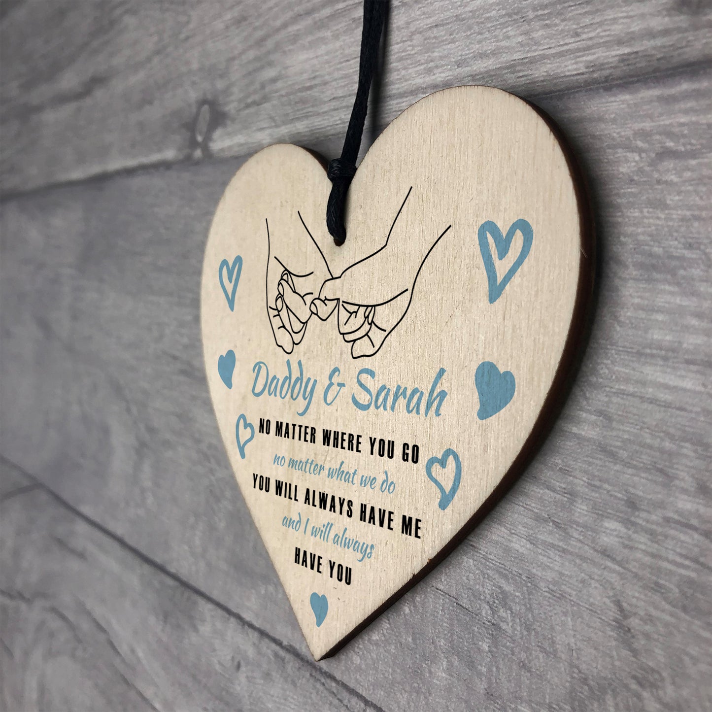 Daddy Daughter Gift For Fathers Day Birthday Wooden Heart