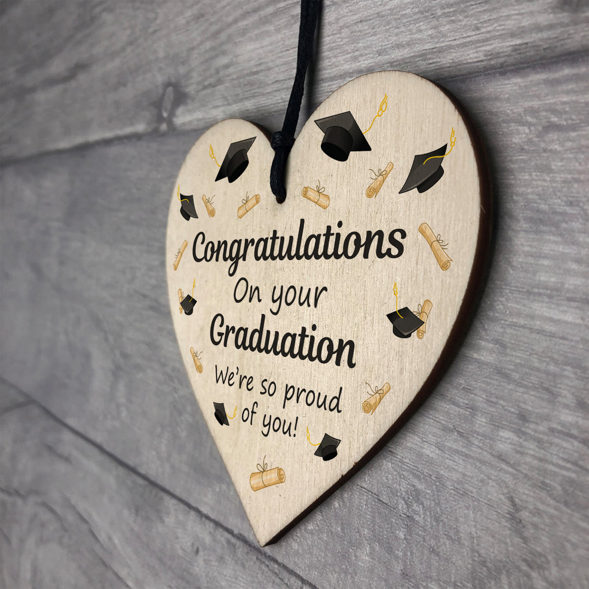 Congratulations On Your Graduation Gift Hanging Wood Heart Gift