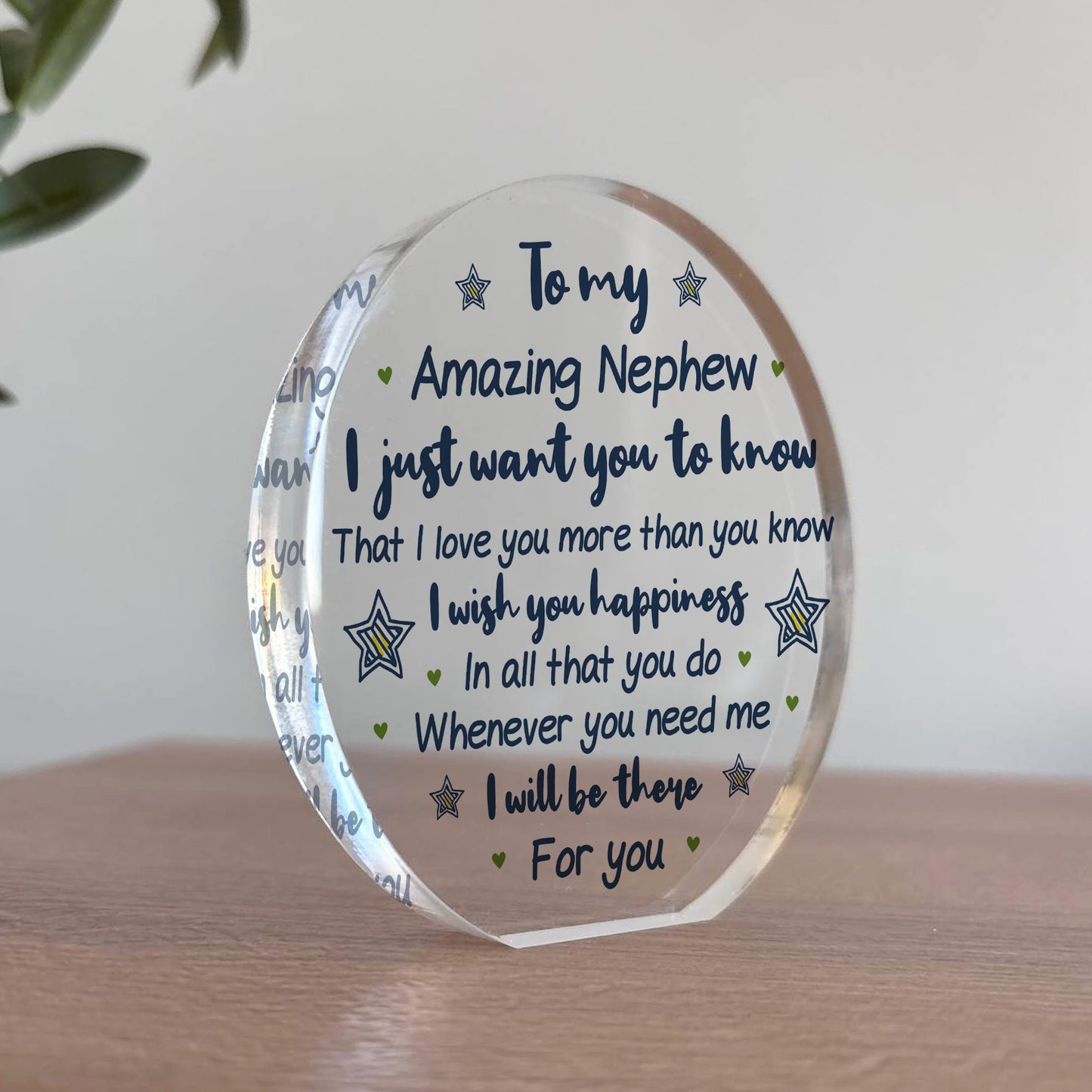 To My Amazing Nephew Gift From Auntie Uncle Freestanding Plaque