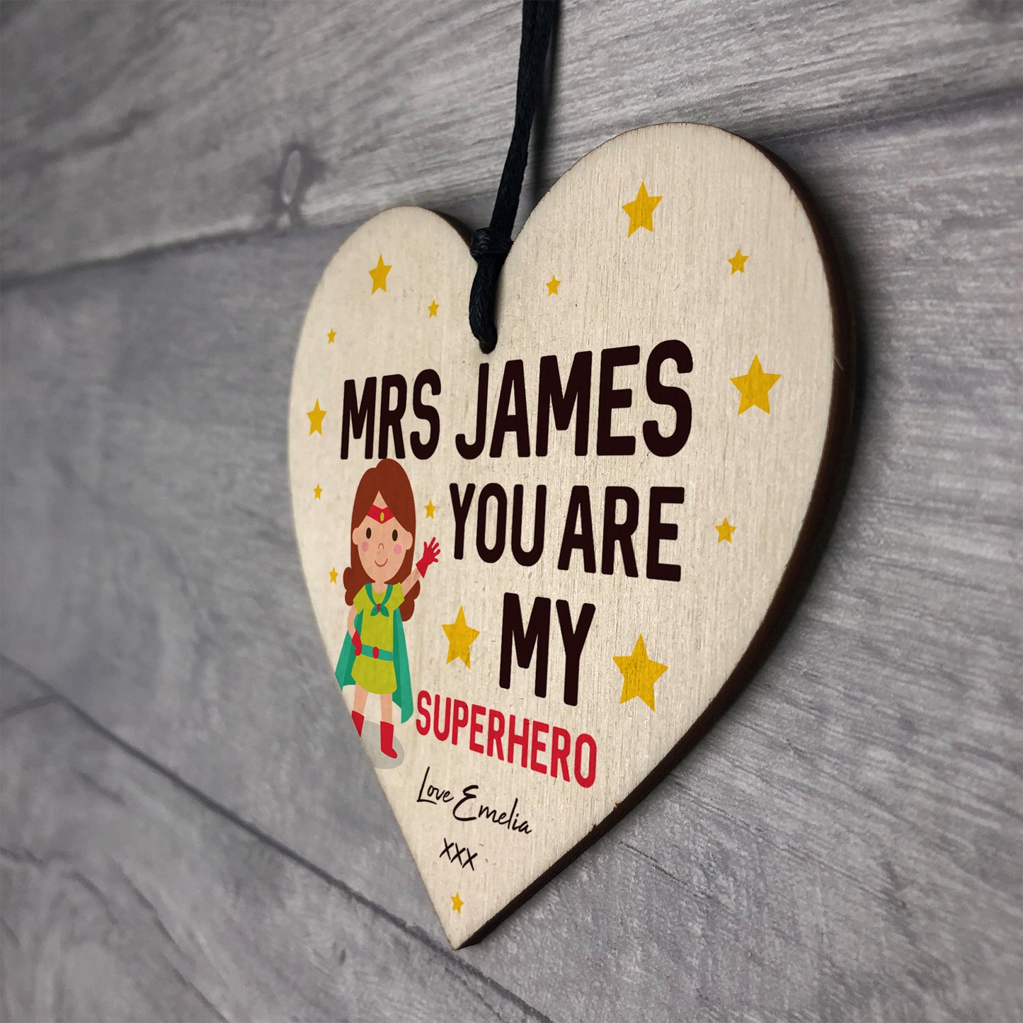 Personalised Teacher Gifts Wood Heart TA Appreciation Gifts