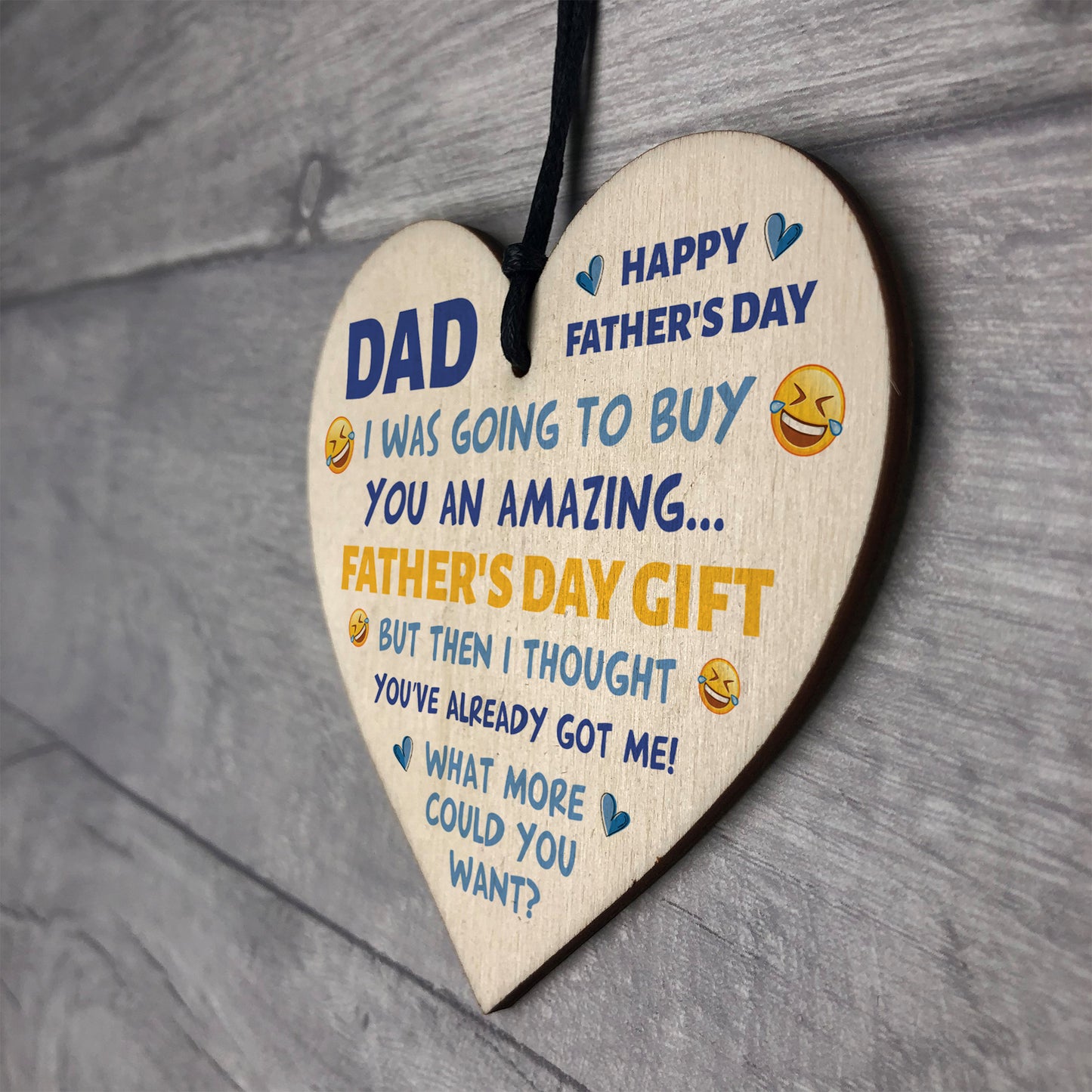 Funny Fathers Day Dad Wooden Heart Joke Gift For Him Novelty