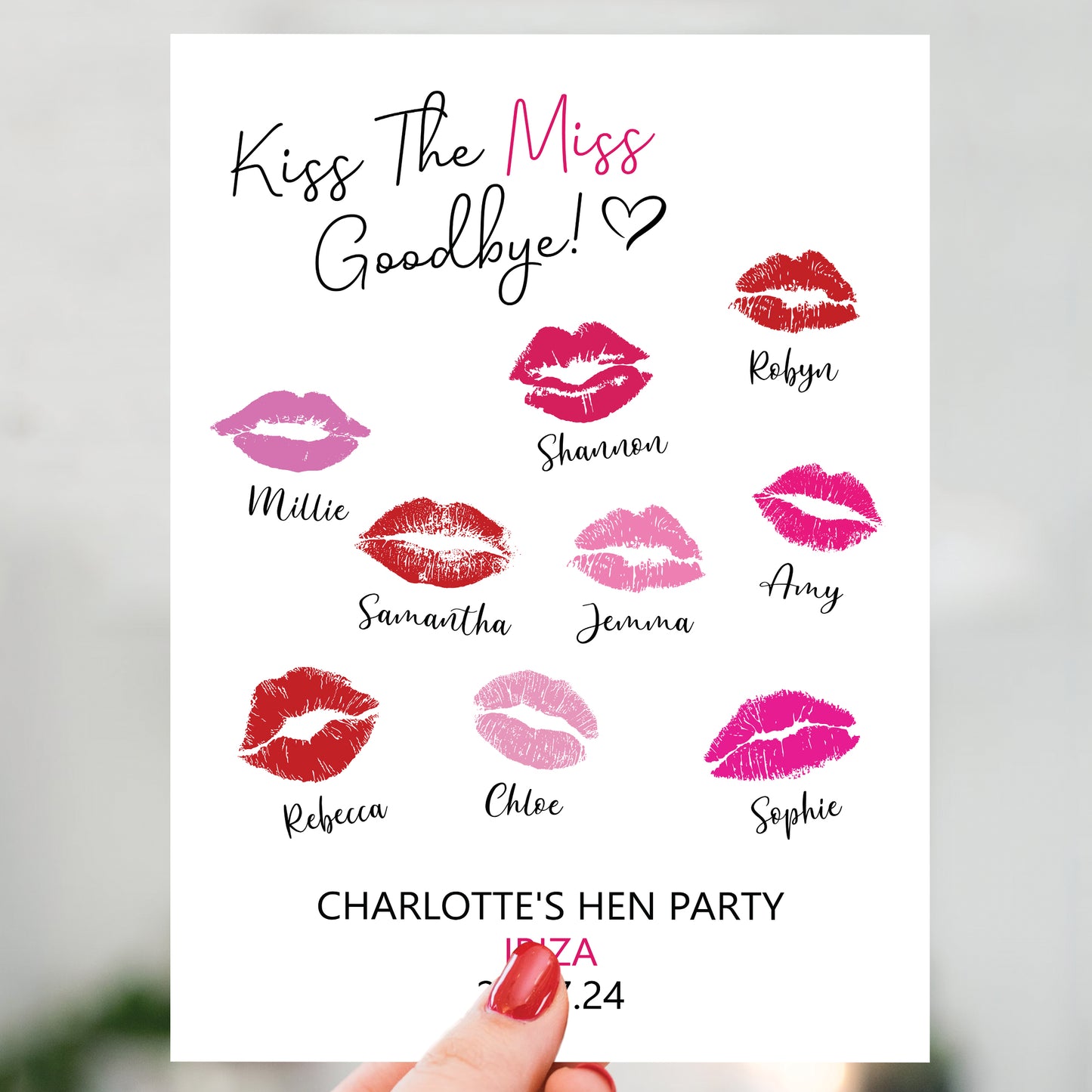 Kiss The Miss Goodbye Print A3 Black Framed Hen Party Print