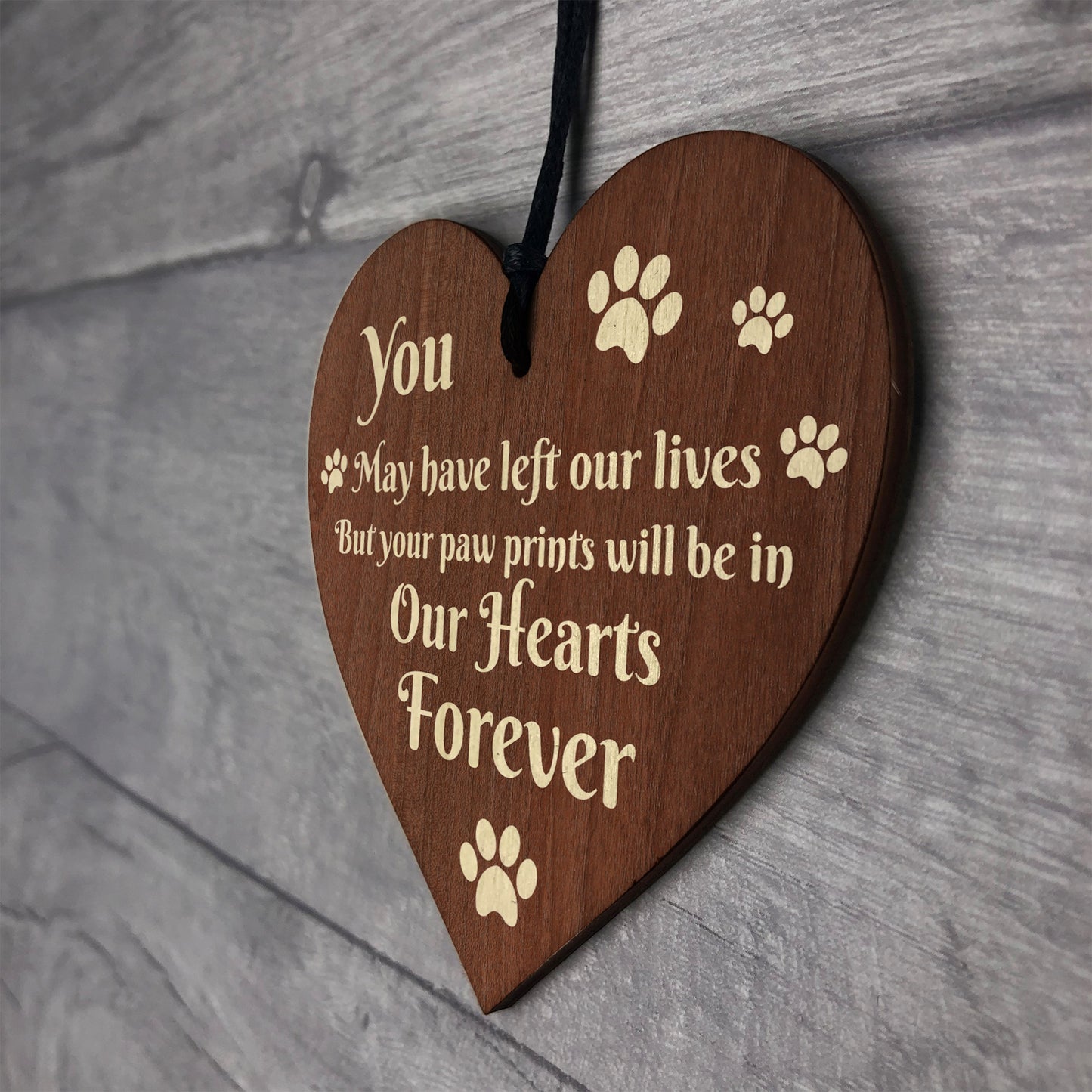Memorial Sign For Dog Pet Cat Wooden Heart In Memory Plaque