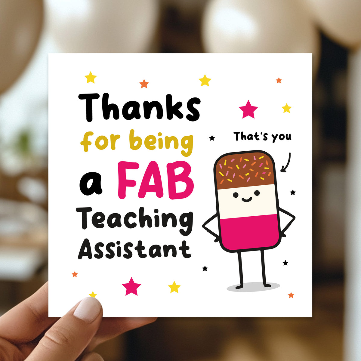Teaching Assistant Thank You Card FAB TA Card Kraft Envelope