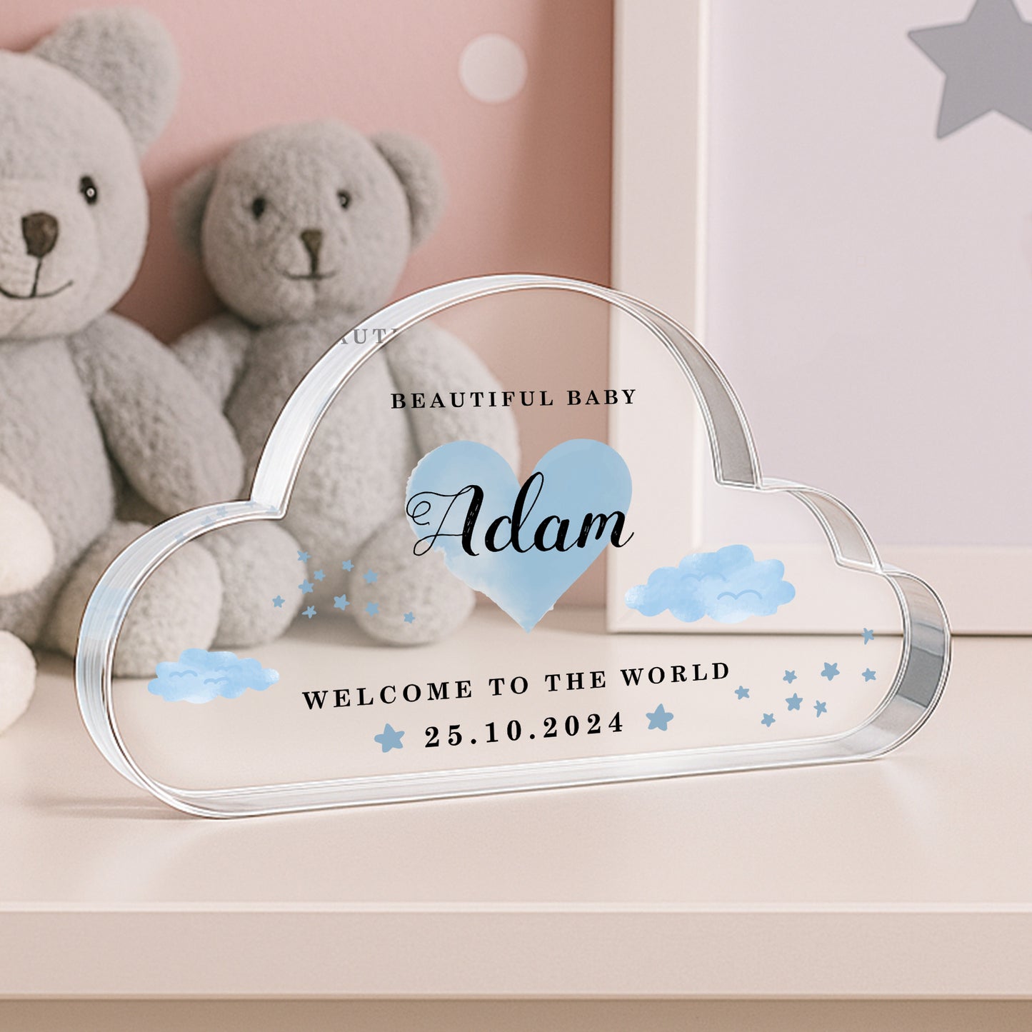 Welcome To The World Gift For Baby Boy Personalised Decor