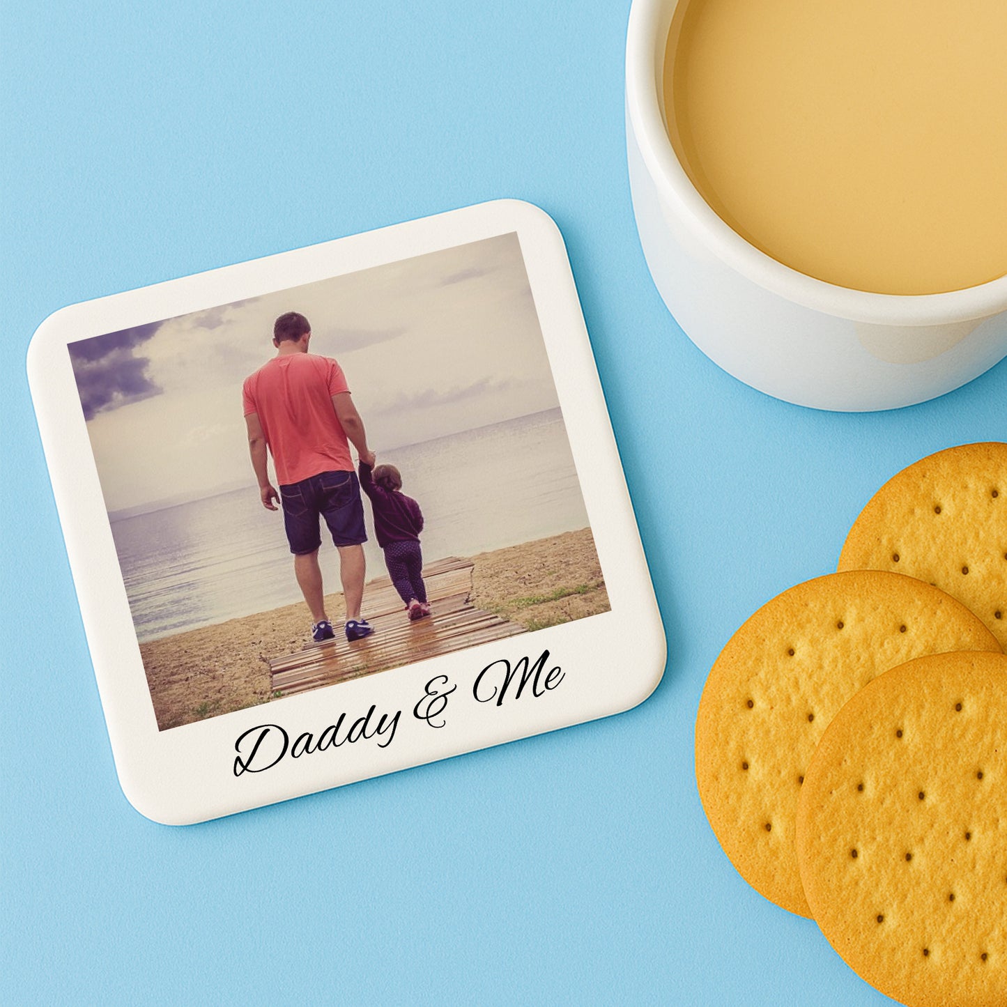 Personalised Daddy Gift Daddy And Me Photo Coaster Gift