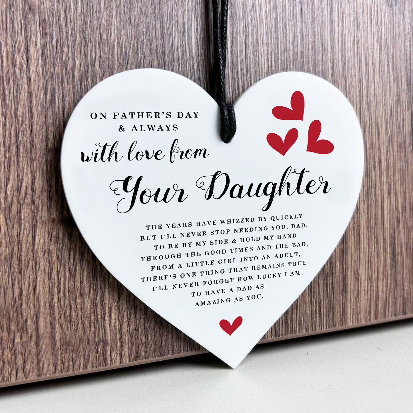 Fathers Day Gift From Daughter White Hanging Heart Gift For Dad