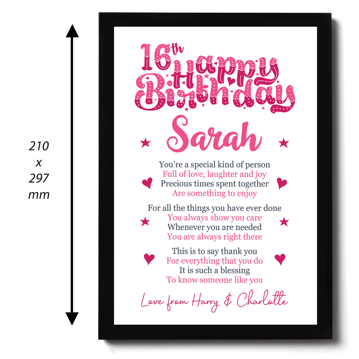 PERSONALISED 16th Birthday Gifts For Her Gift For Daughter