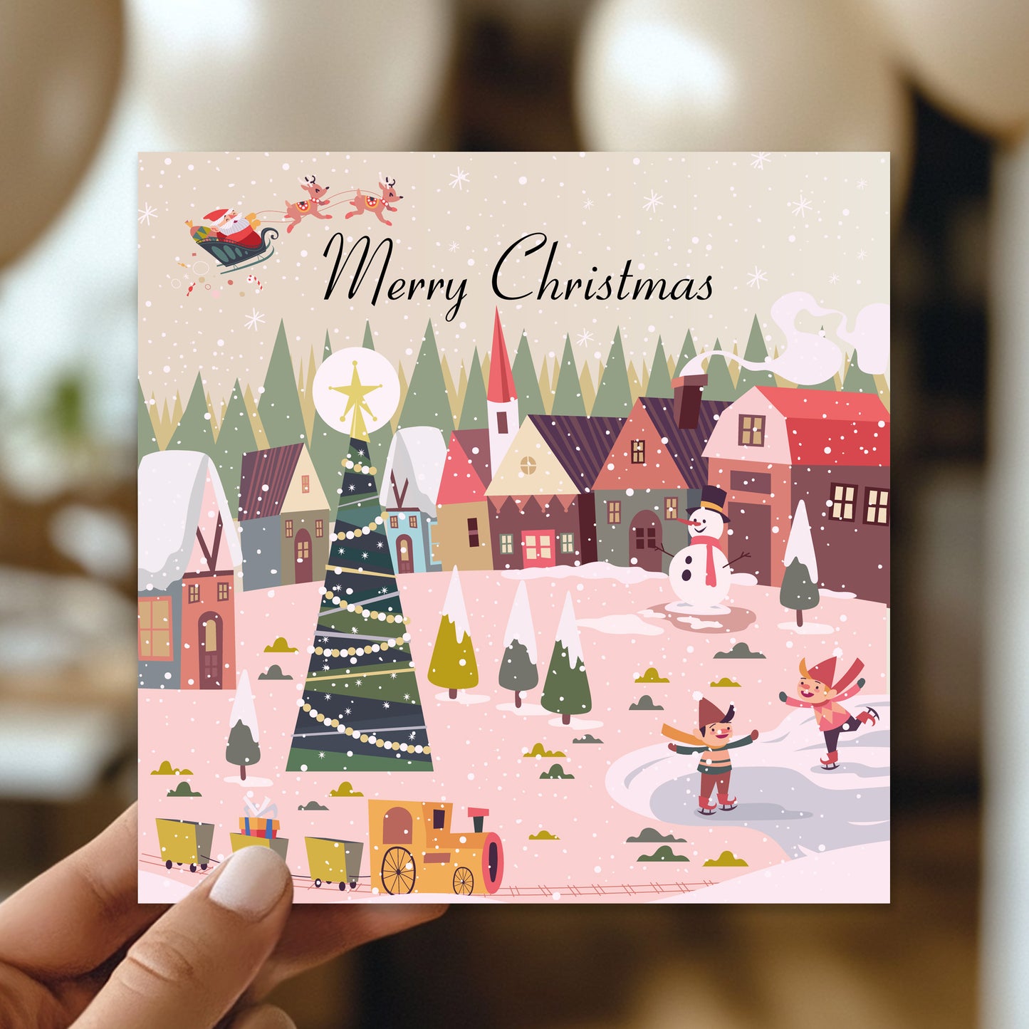 Merry Christmas Card For Girls Women Xmas Greetings Card Seasons