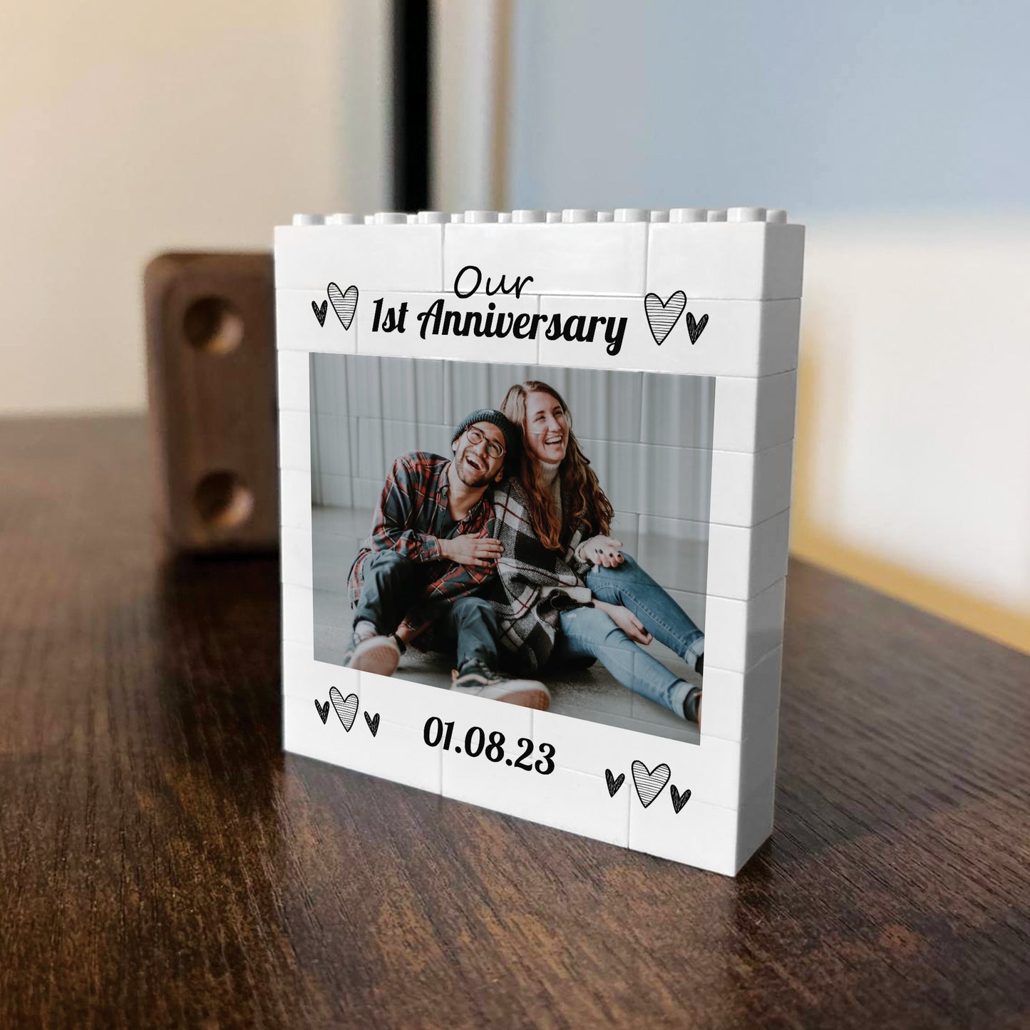 Personalised Photo Bricks Couple Photo Plaque 1st Anniversary