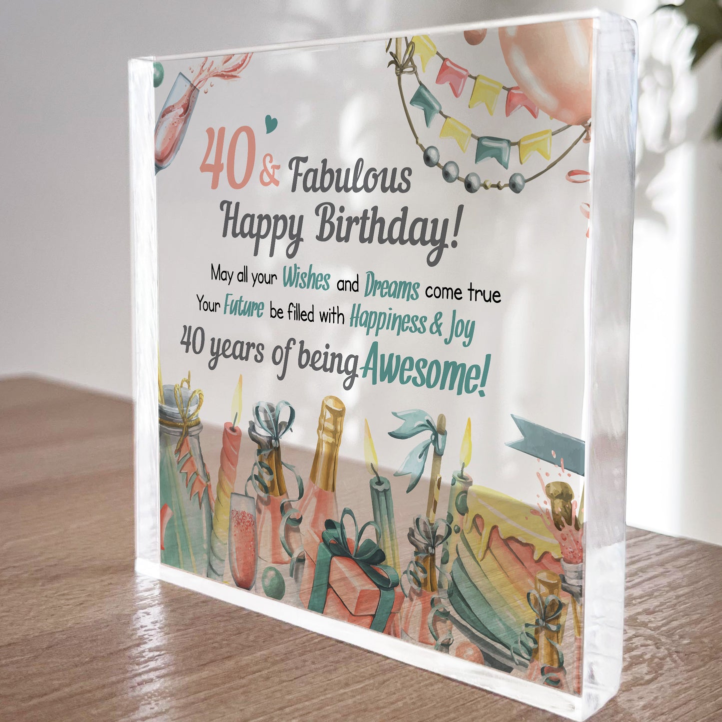 40th Birthday Acrylic Plaque 40th Birthday Gifts for Women