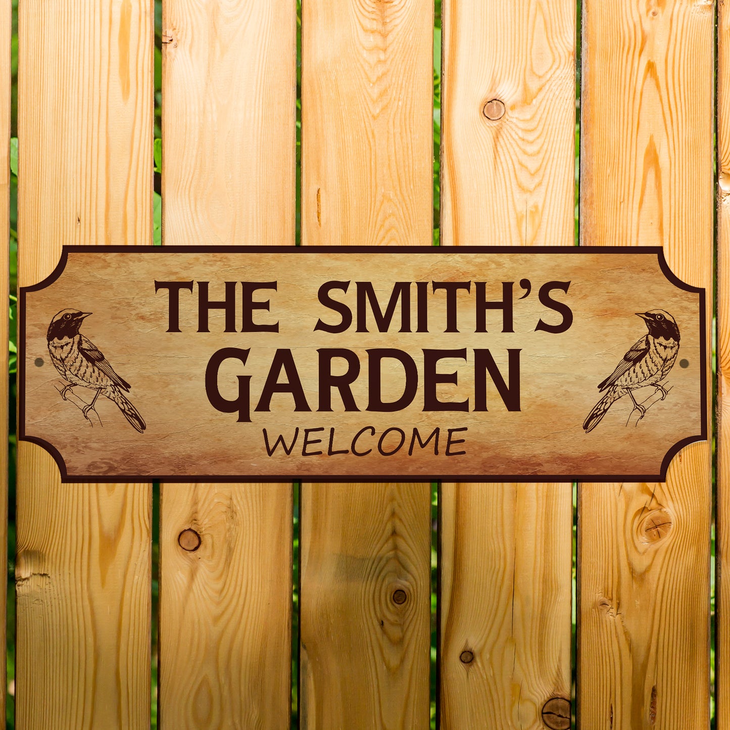 Personalised Garden Sign Welcome Rustic Plaque Outside Garden De