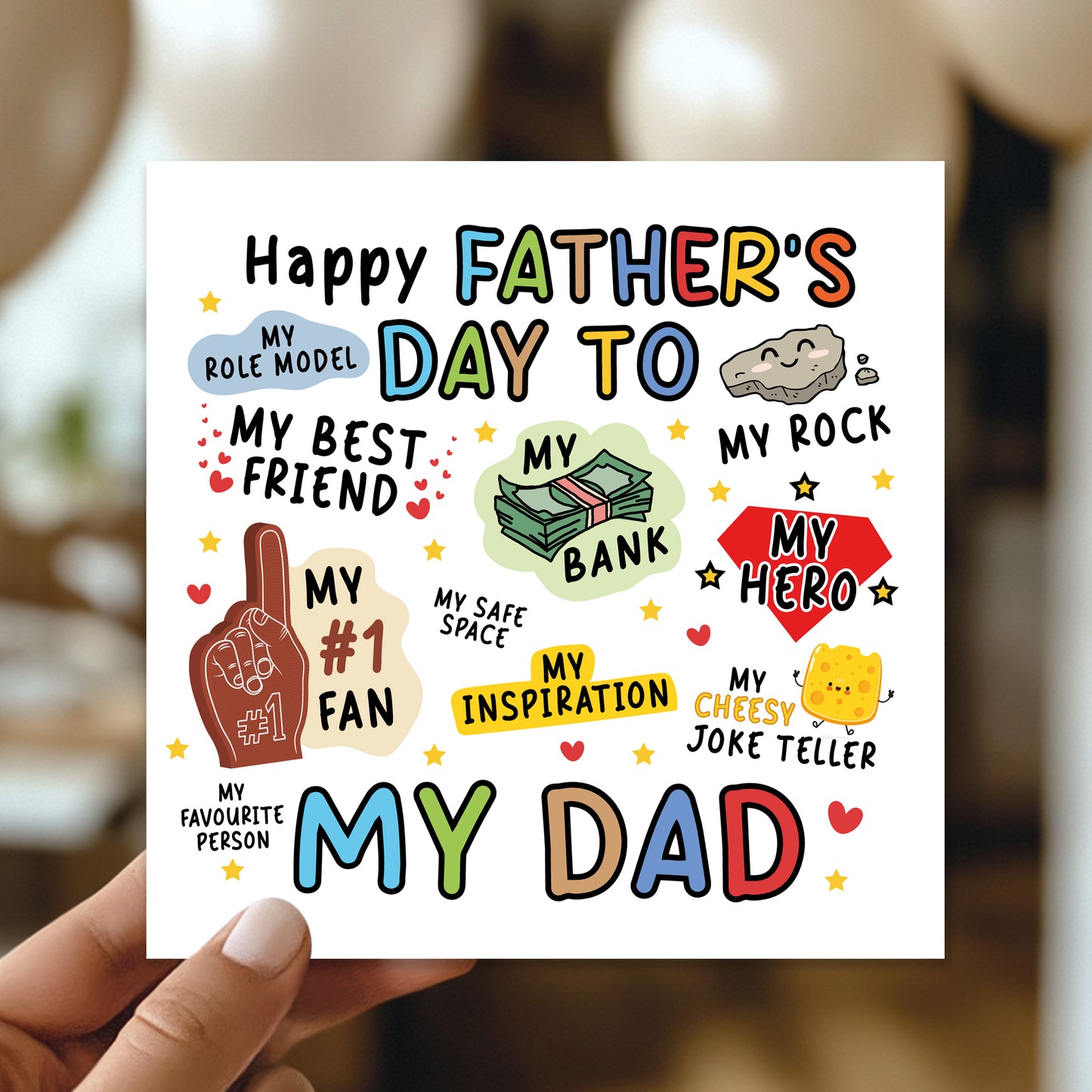Novelty Fathers Day Card For Dad My Rock My Hero Cute Card