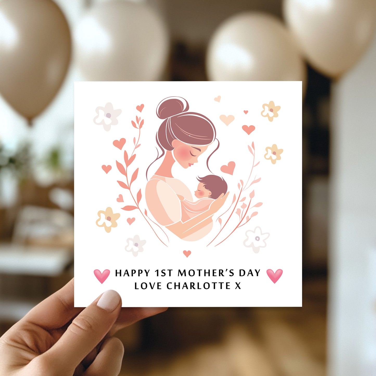 Personalised 1st Mothers Day Card With Baby Name 1st Mothers Day