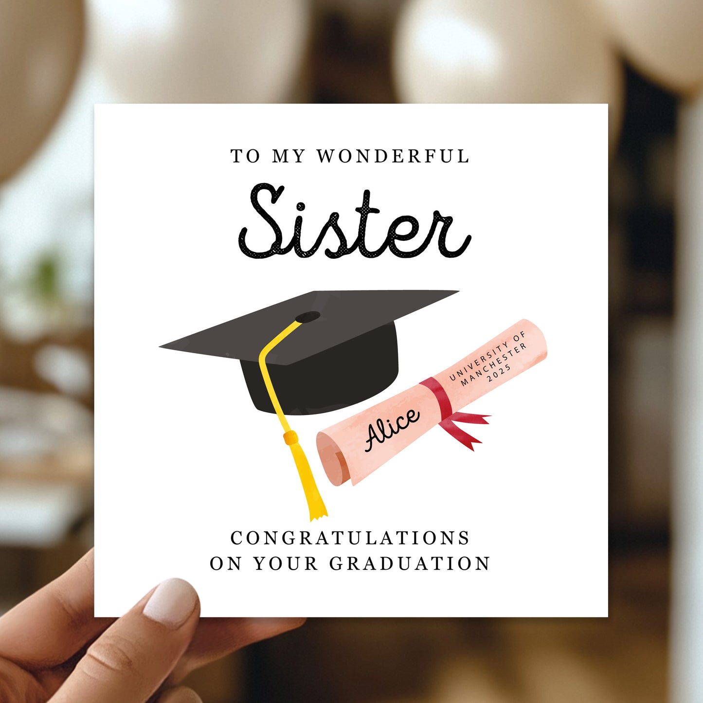 Personalised Graduation Card Sister Congratulations Well Done