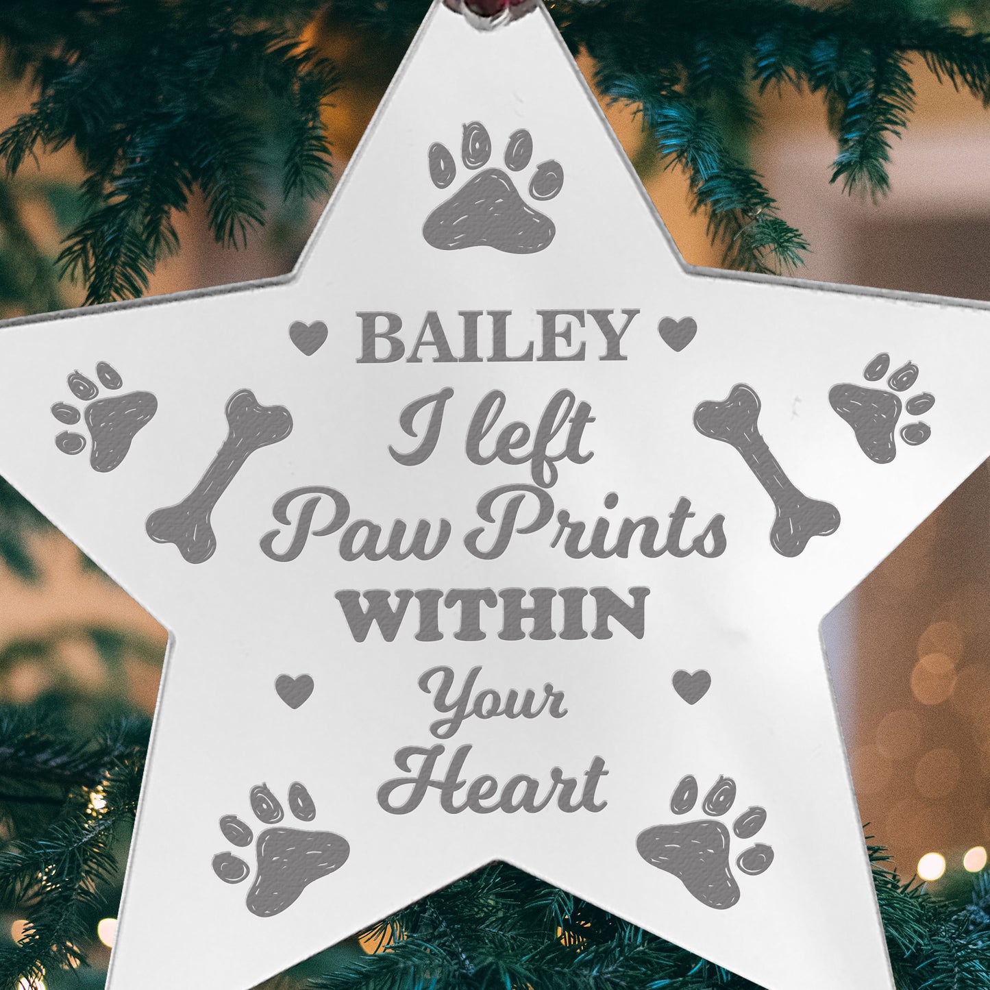 PET MEMORIAL Acrylic Christmas Tree Decoration Personalised Star
