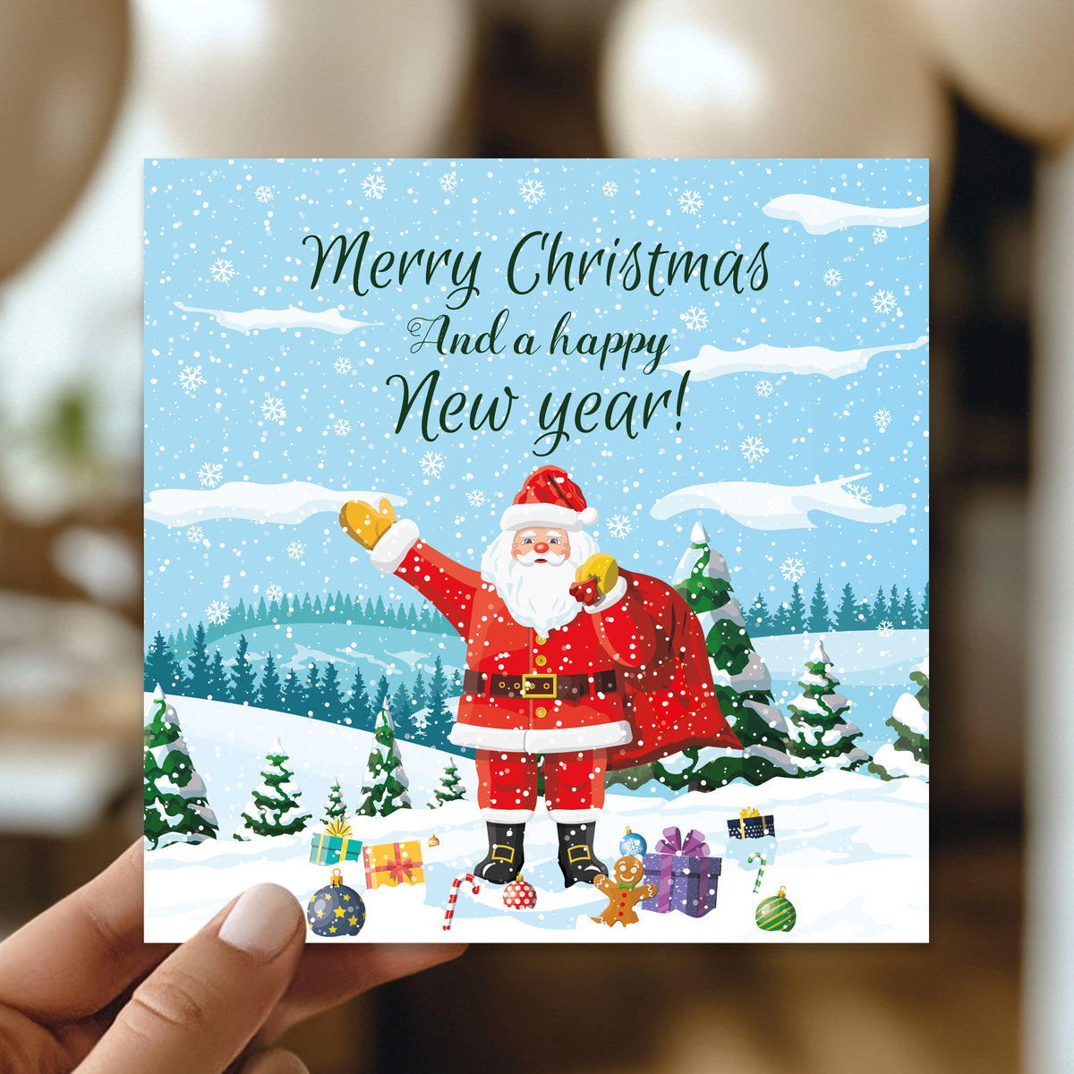 Merry Christmas Happy New Year Card For Friends and Family