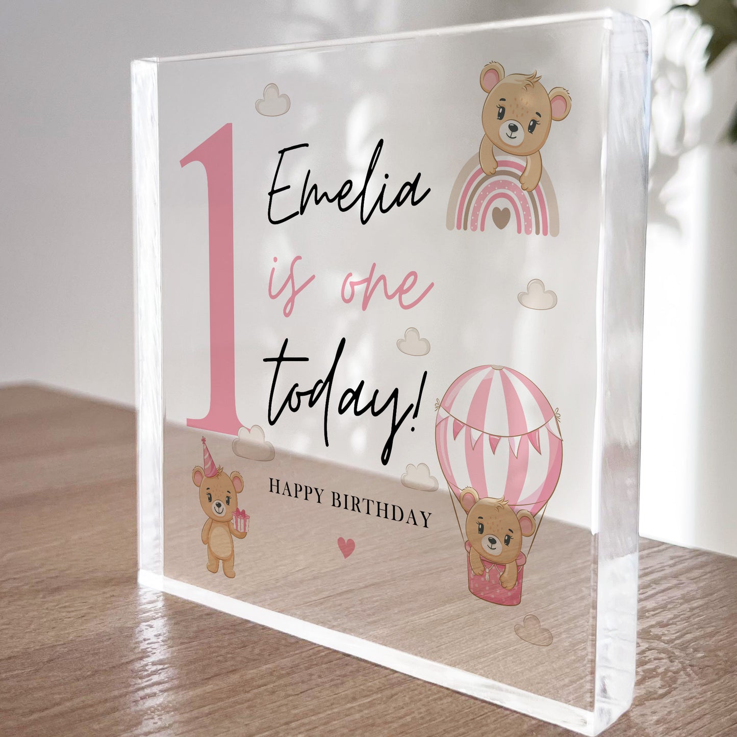 Personalised 1st Birthday Gift For Baby Girl ONE TODAY Plaque