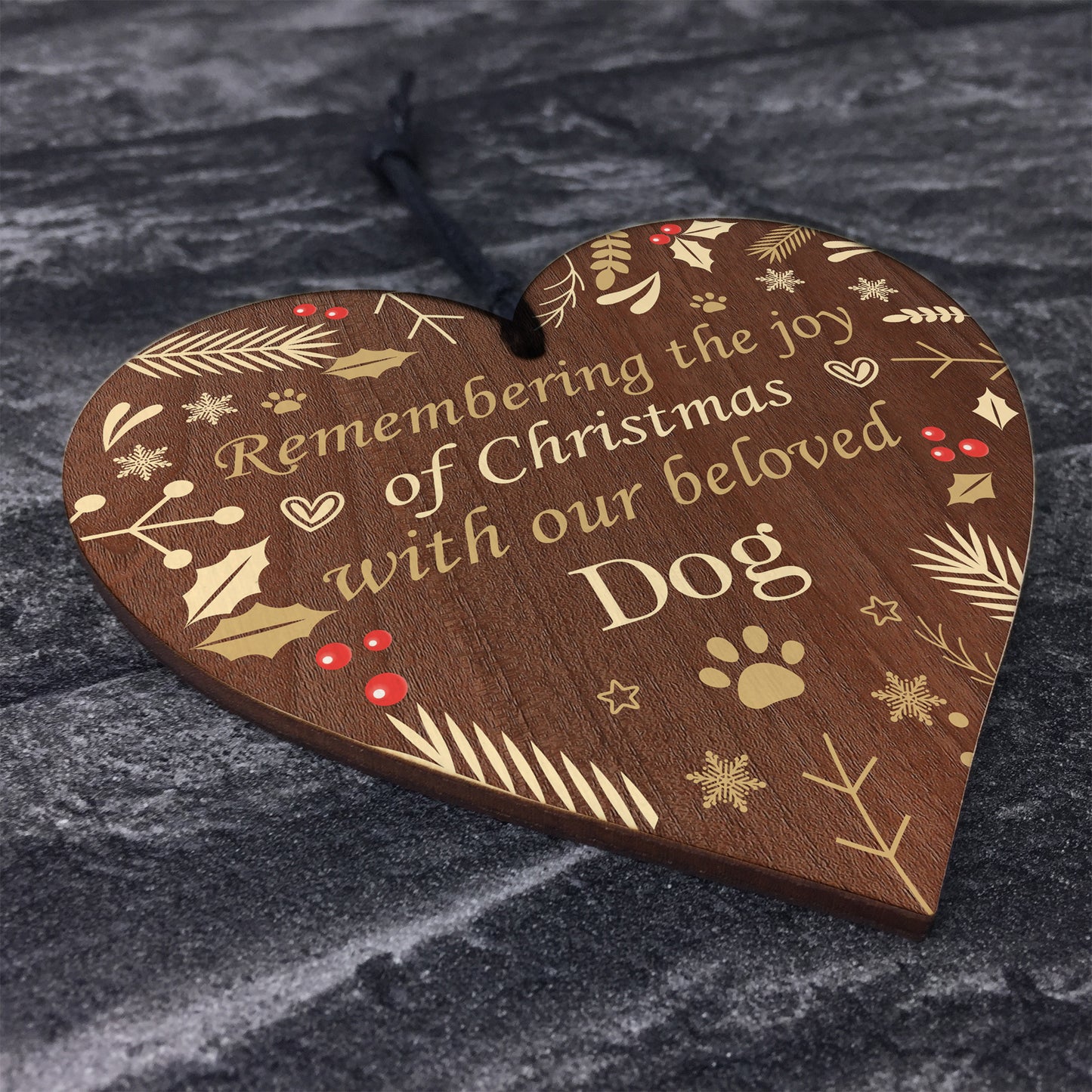 Dog Memorial Christmas Bauble Wood Tree Decoration Pet Memorial
