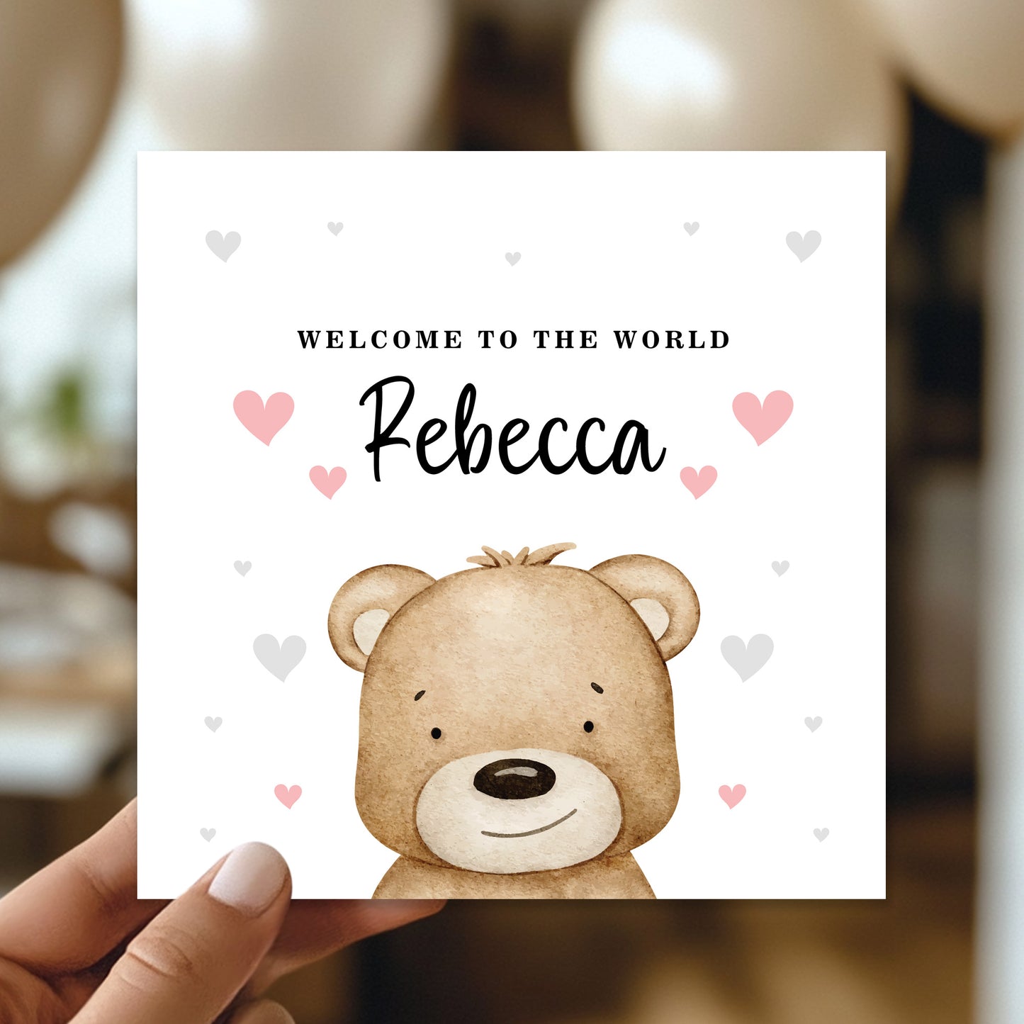 Welcome To The World Baby Girl Card Personalised New Parent Card