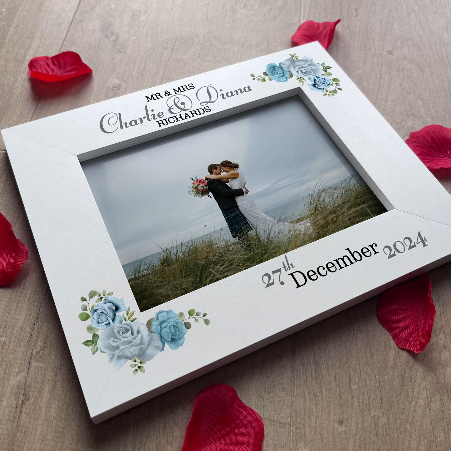 Wedding Day Mr And Mrs Wood Photo Frame Personalised Couple Gift