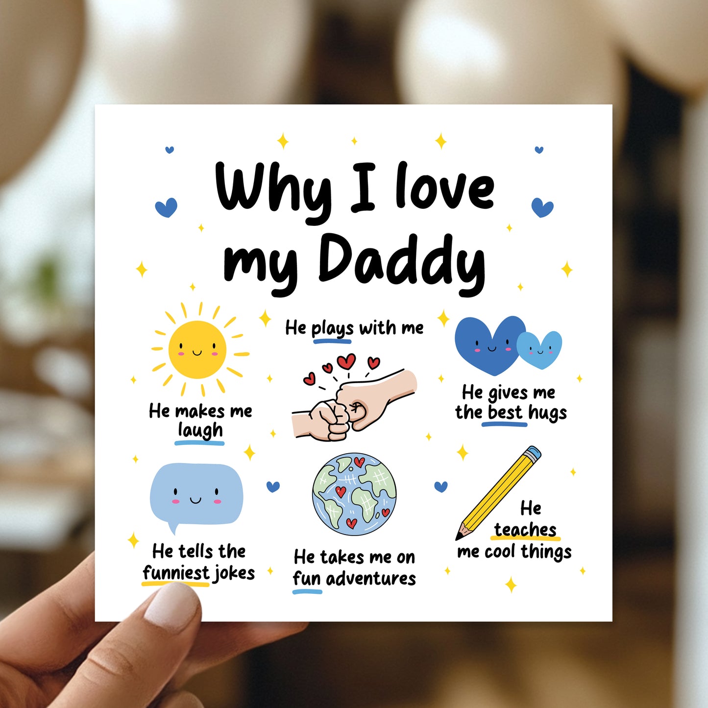 Daddy Card Why I Love Daddy Card Birthday Card for Daddy