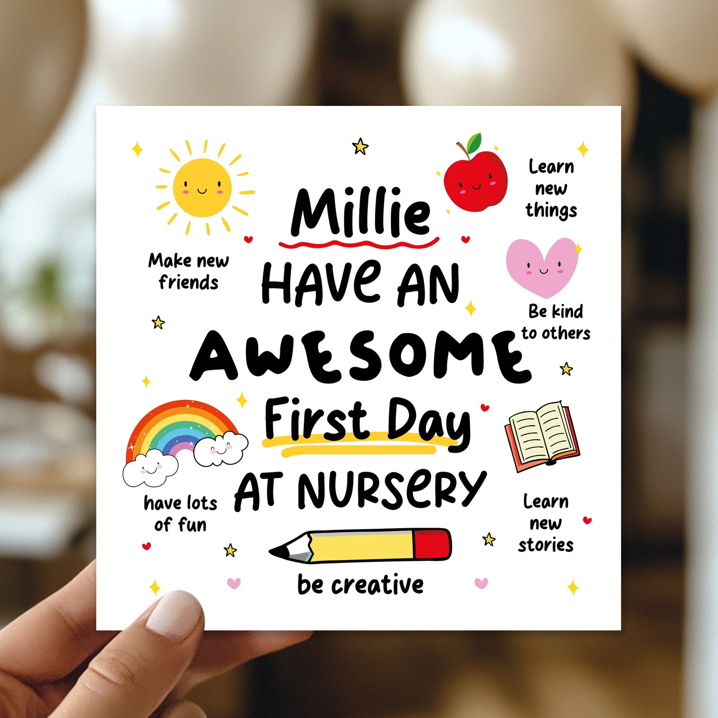 Personalised 1st Day Of Nursery Card For Daughter Son