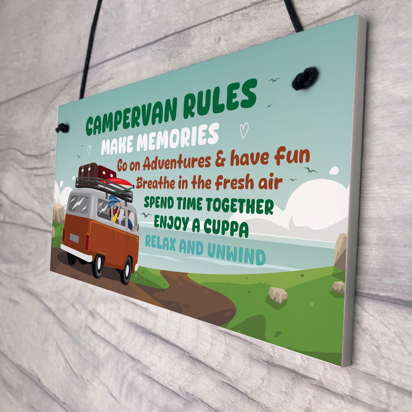 Campervan Rules Sign Hanging Door Plaque Caravan Sign Holiday