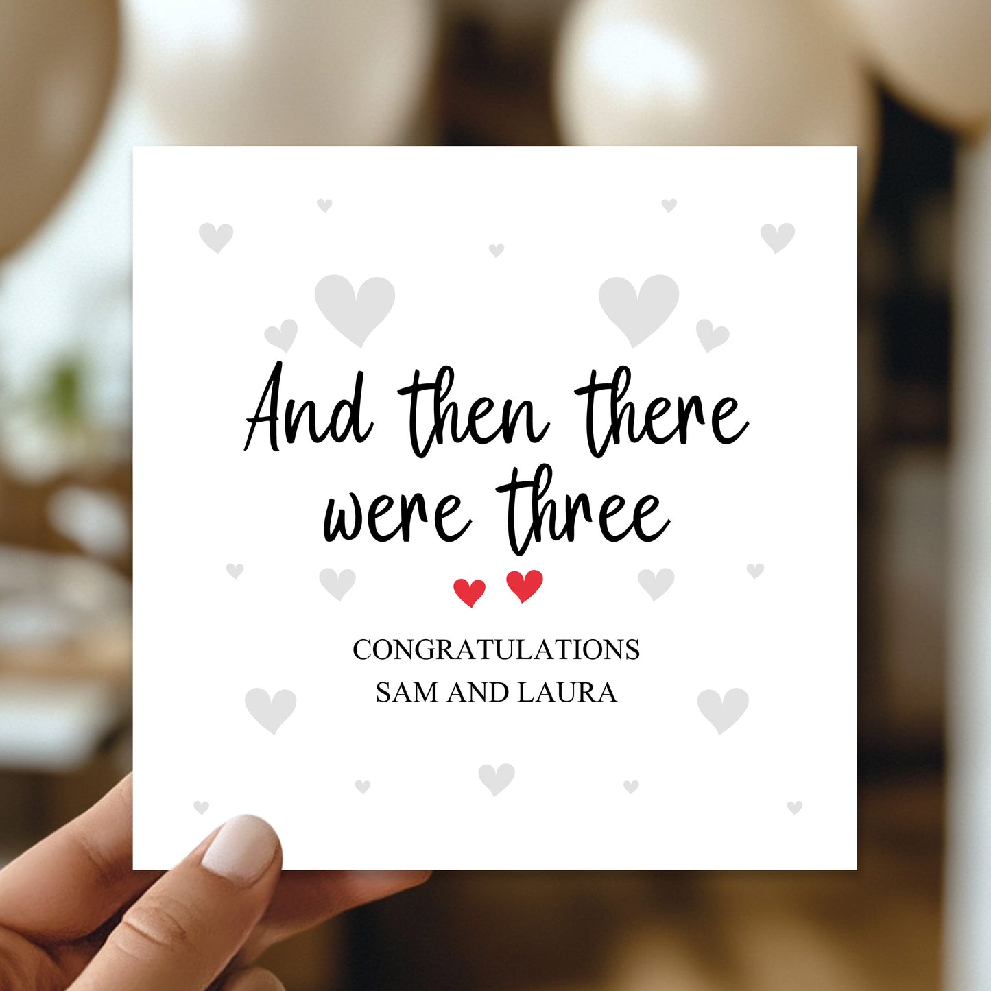 Pregnancy Card Personalised Then There Were Three Congratulation