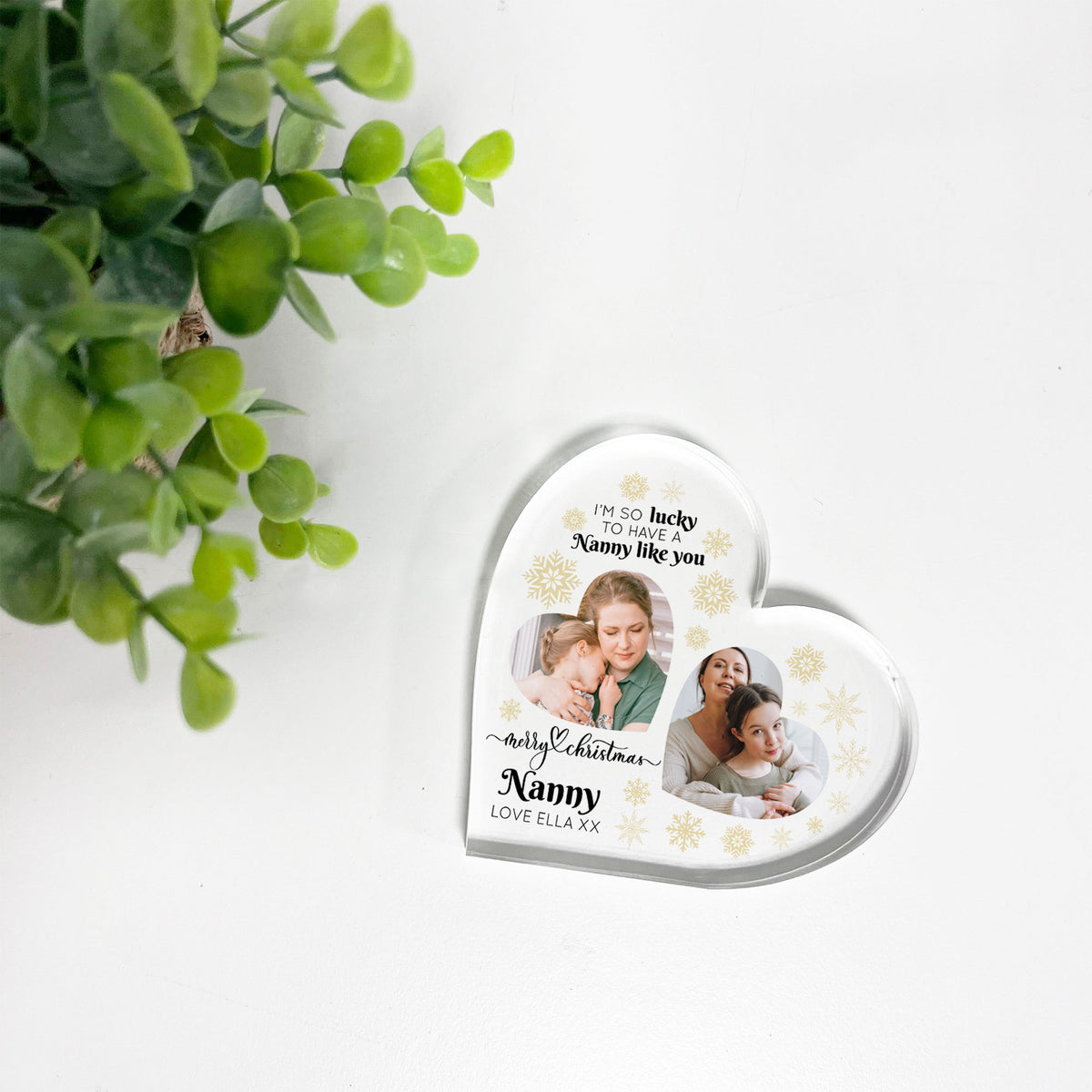 Nanny Gifts For Christmas Personalised Acrylic Heart Plaque