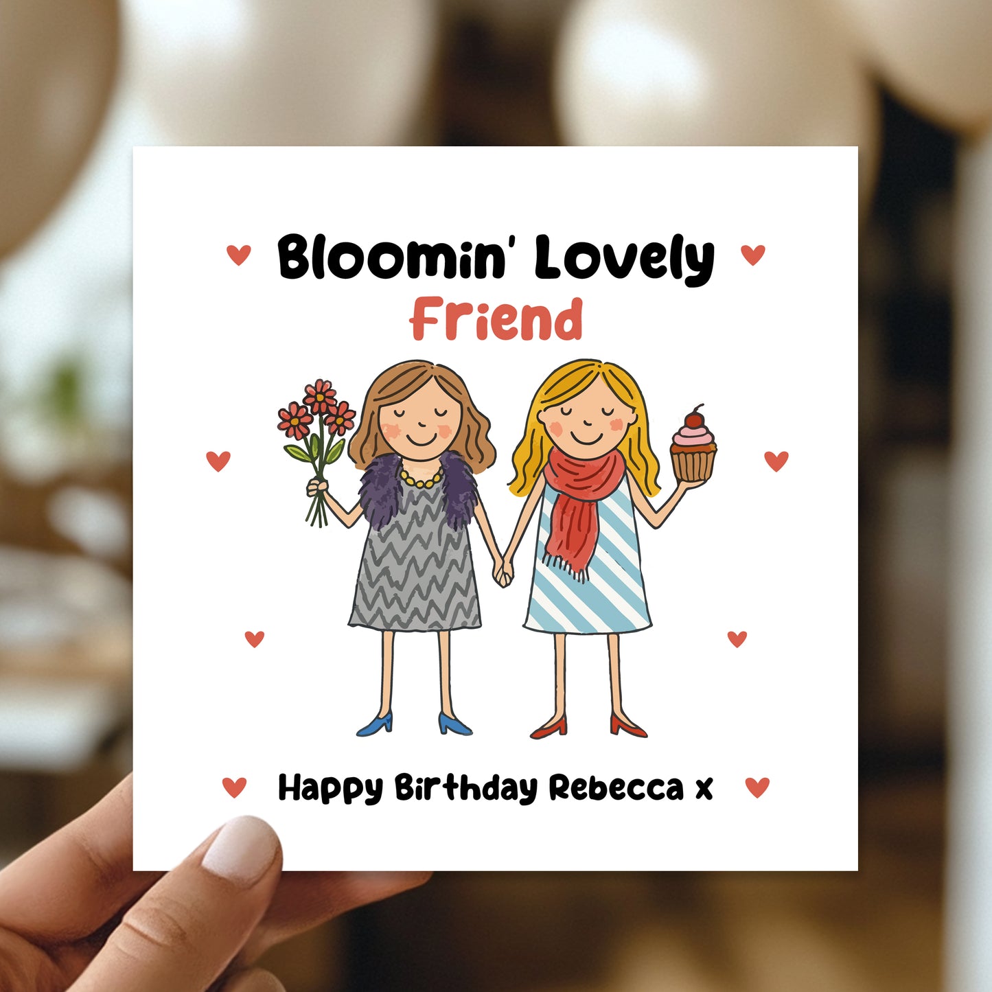 Birthday Card For Friend Personalised BLOOMIN LOVELY FRIEND Card