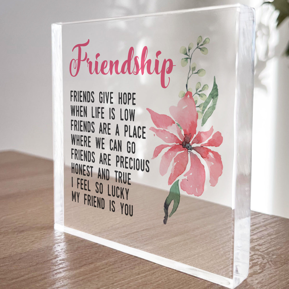 Gift For Best Friend Friendship Plaque Clear Block Best Friend