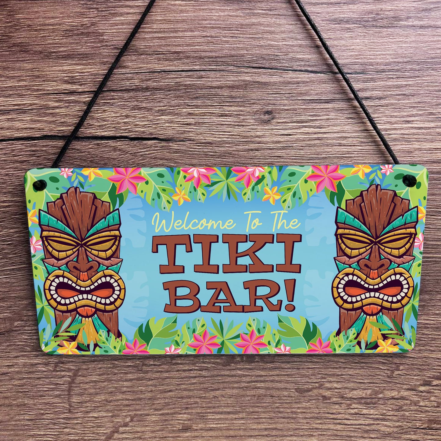 Welcome To The Tiki Bar Sign For Home Bar Hanging Wall Door Sign