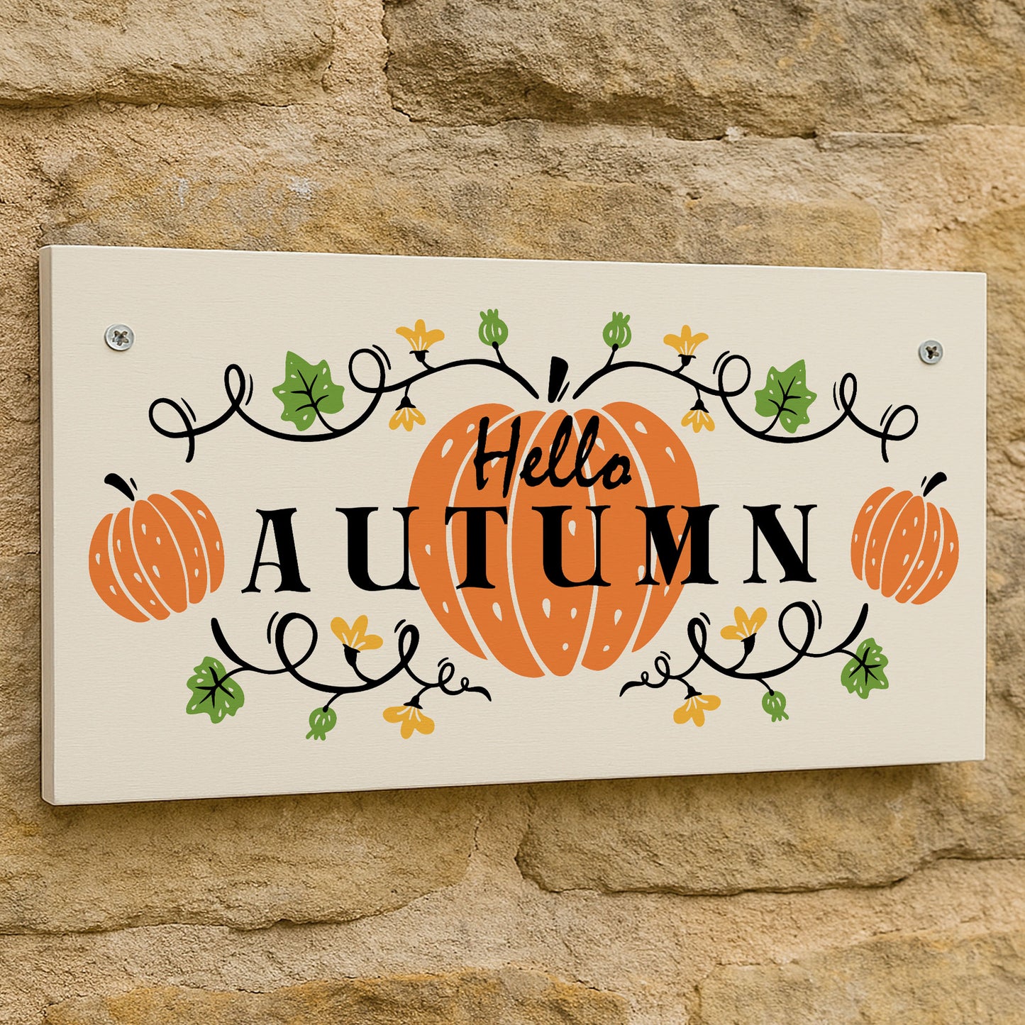 Autumn House Decor Sign With Pumpkins Accessories