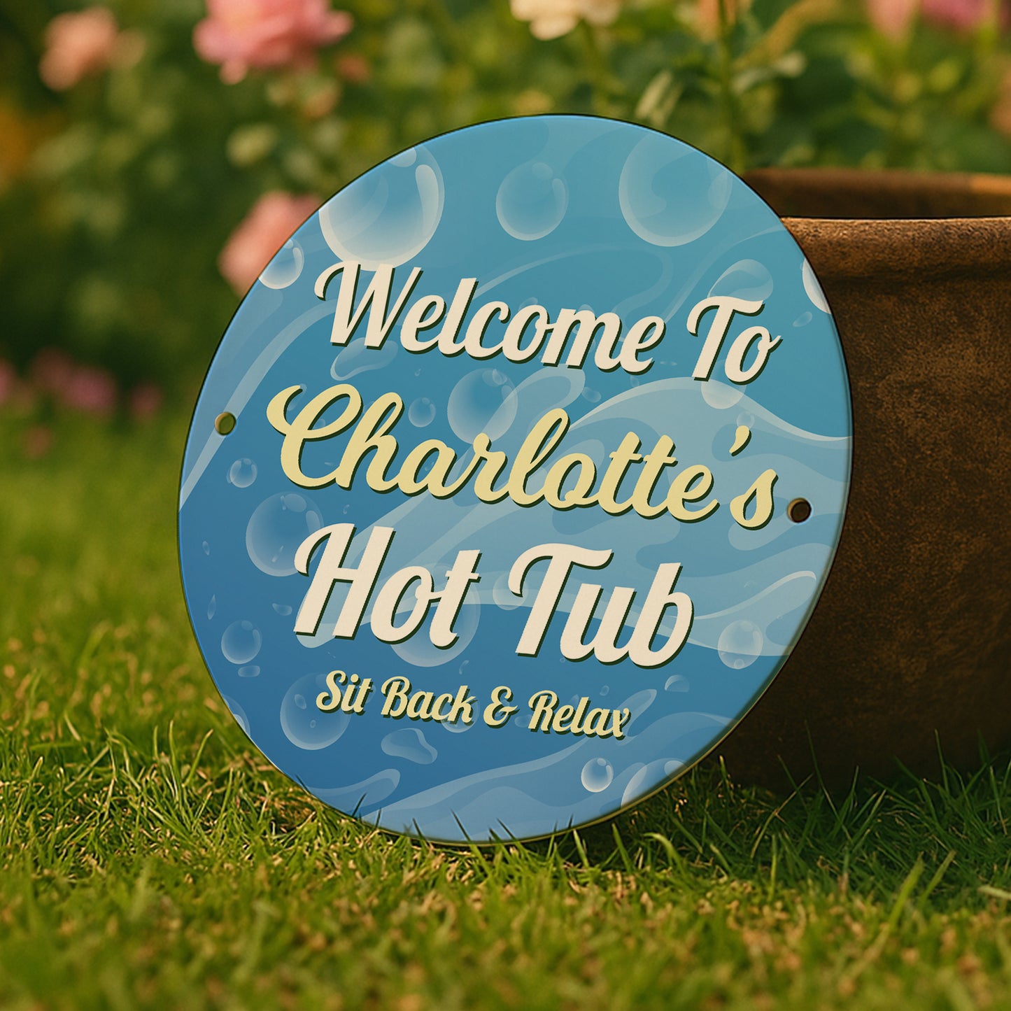 Personalised Welcome To Hot Tub Sign For Outdoor Wall Mounted
