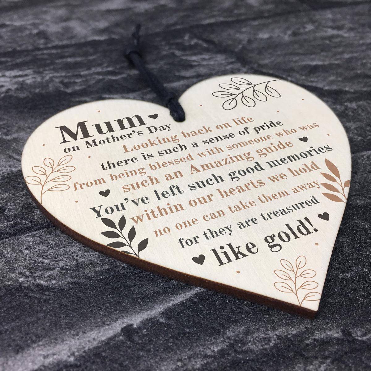 Mum Treasured Like Gold Cute Mothers Day Hanging Heart