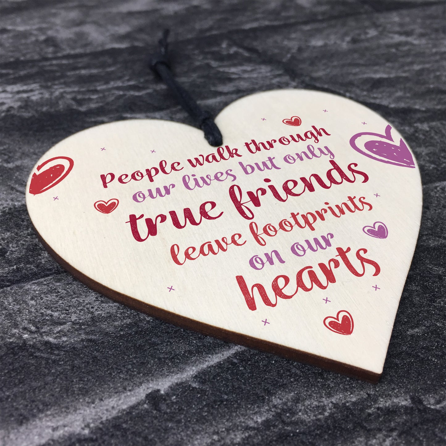 True Friends Wooden Heart Keepsake with Heartfelt Message Friend