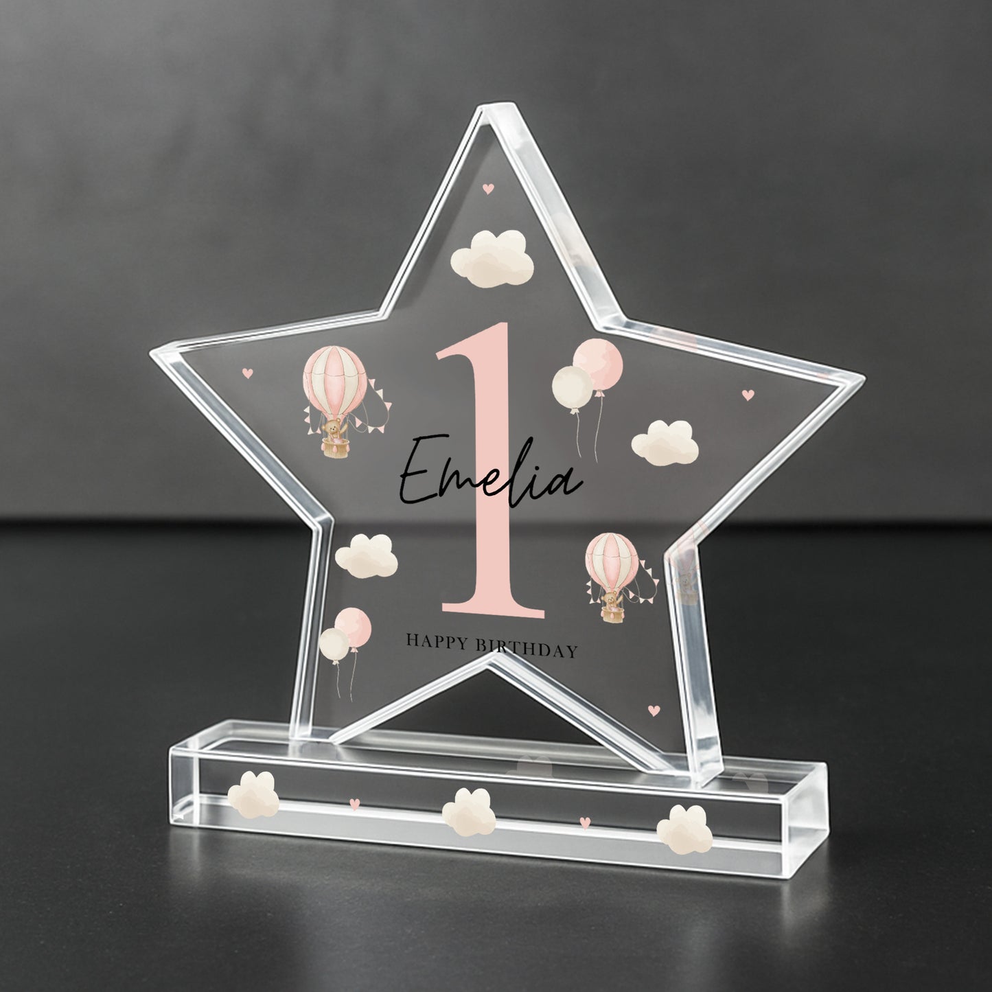 Personalised 1st Birthday Gift For Baby Girl Acrylic Star Plaque