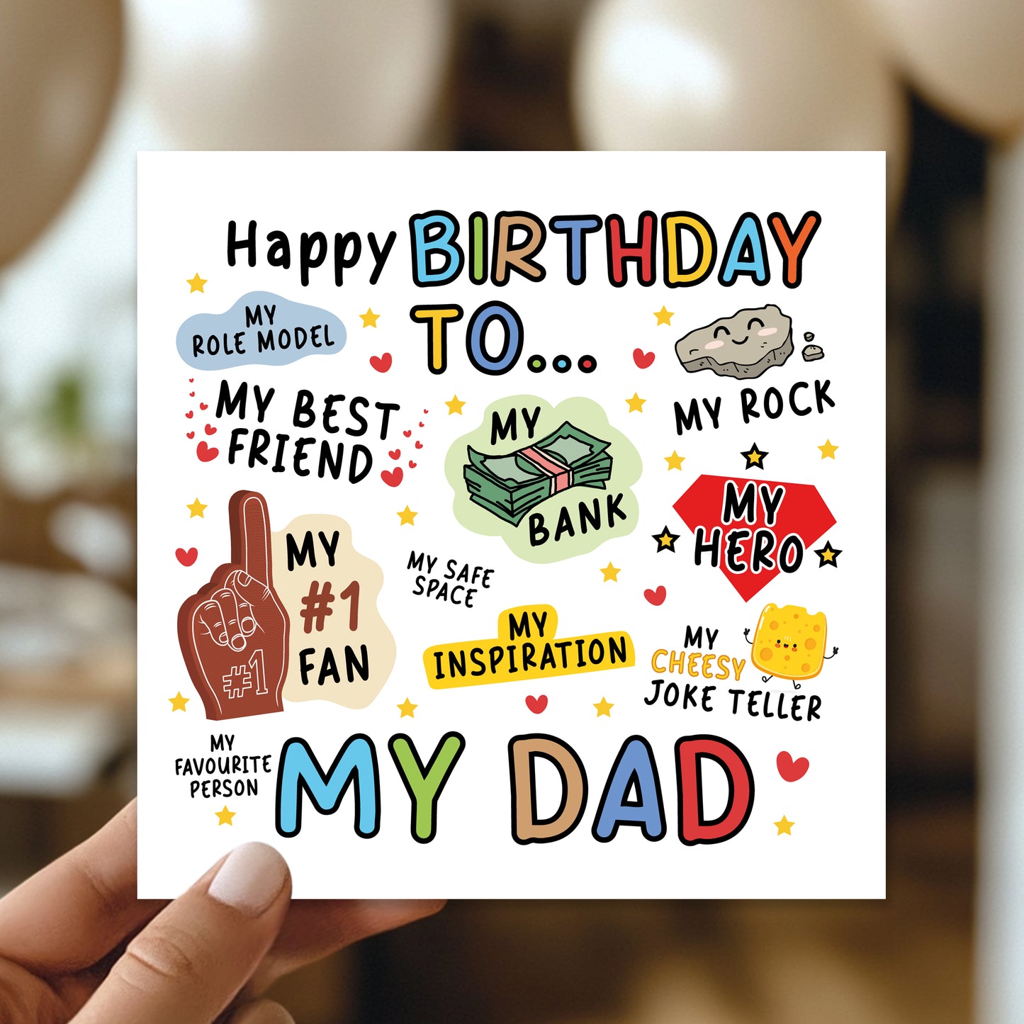 Novelty Happy Birthday Card For Dad My Rock My Hero Card