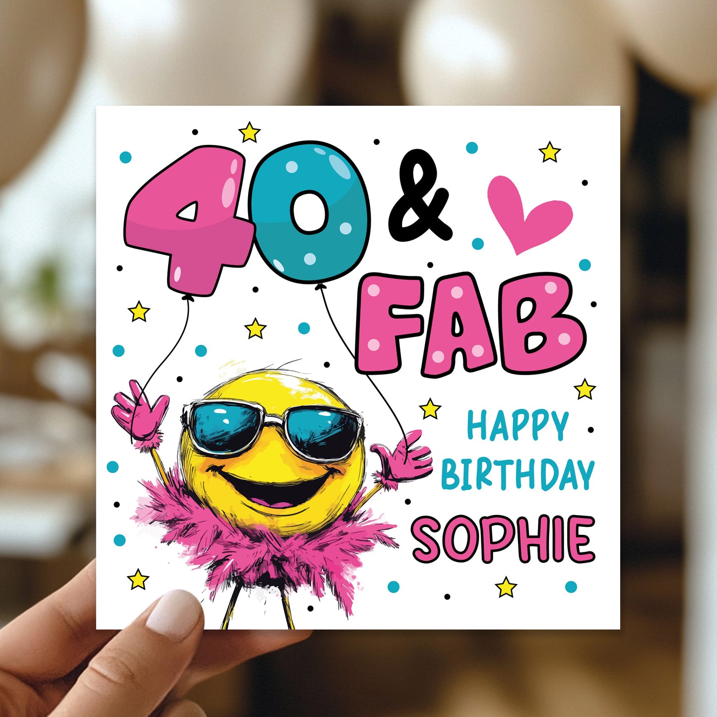 Personalised 40th Birthday Card For Women 40 And Fab For Mum